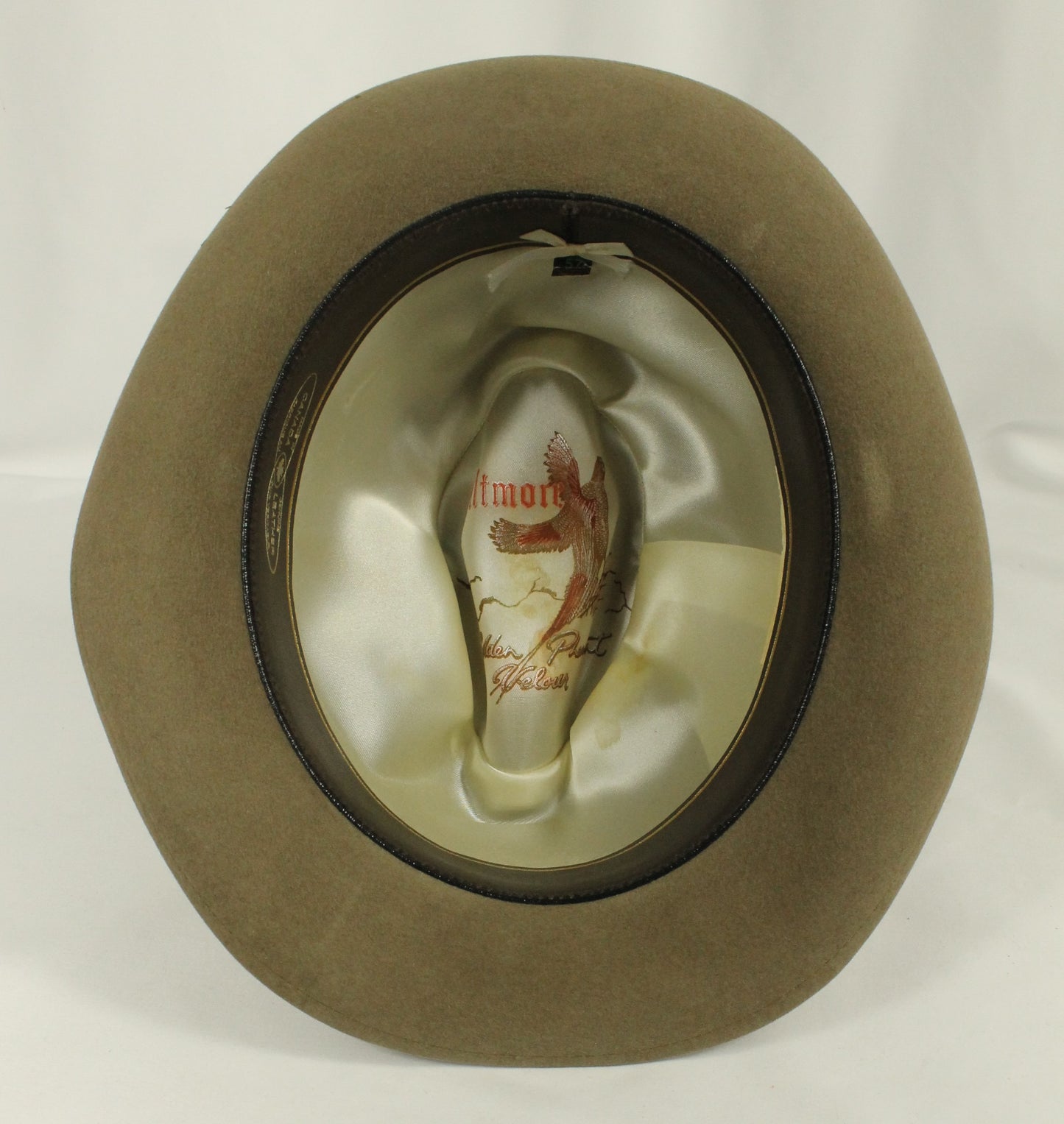 Khaki Felt Alpine/Tyrolean Hat by Biltmore - Braided Band & Golden Pheasant Lining