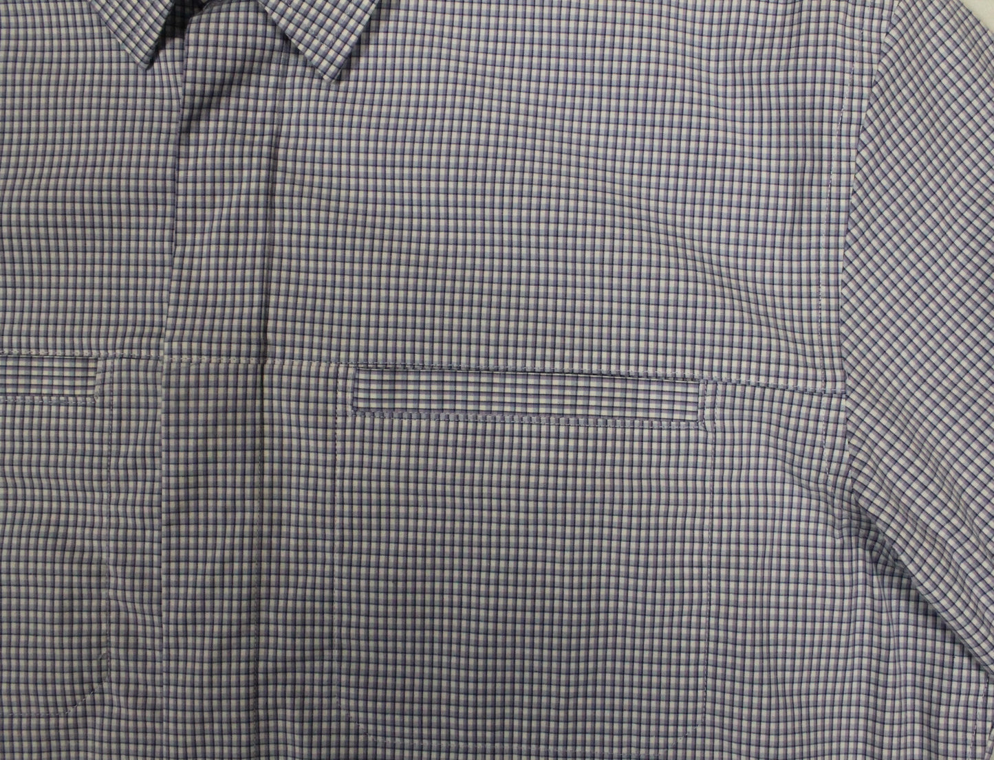Banana Republic Blue Square Short Sleeve Button-Down Men's Large