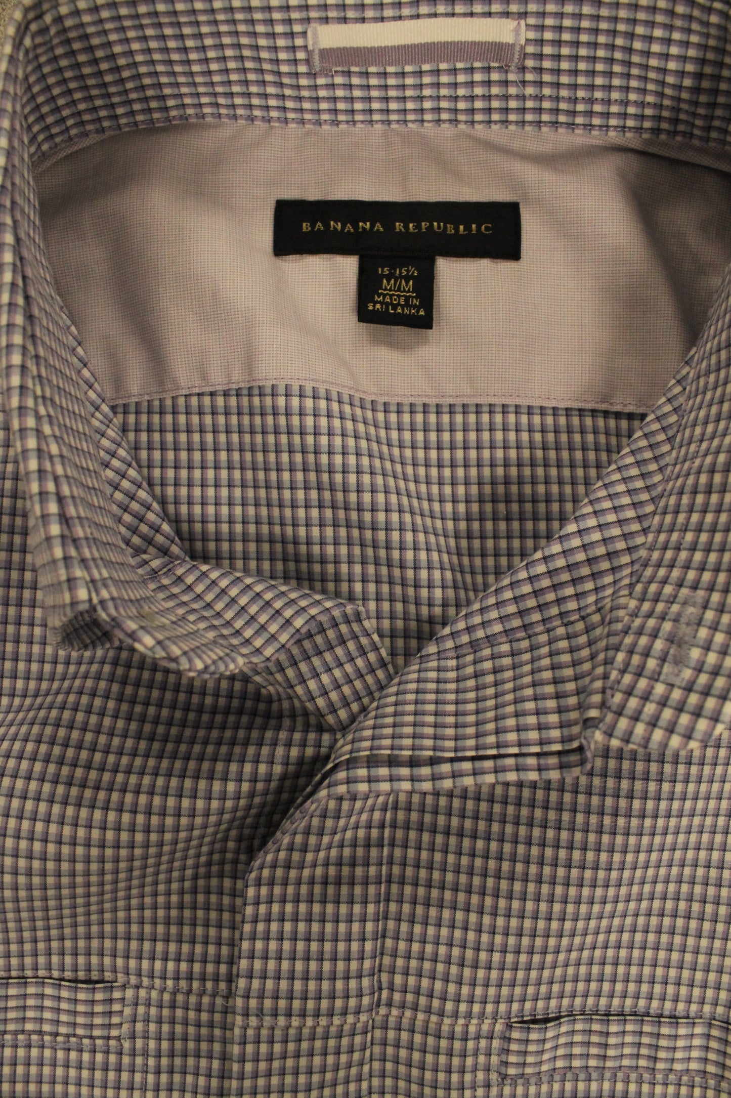 Banana Republic Blue Square Short Sleeve Button-Down Men's Large