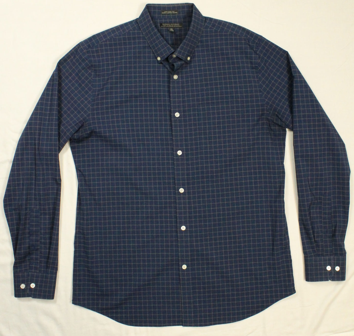 Banana Republic Blue Purple Square Button-Down Men's Medium