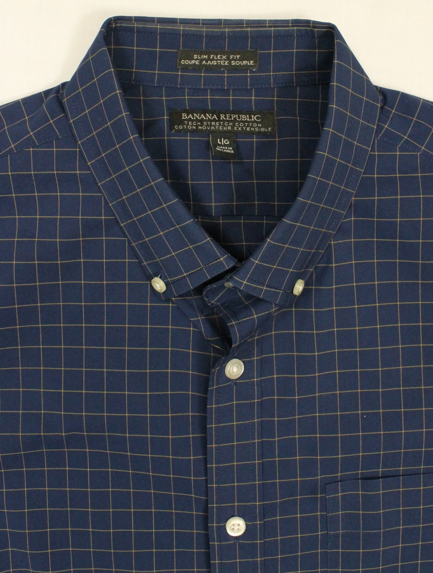 Banana Republic Blue Purple Square Button-Down Men's Medium