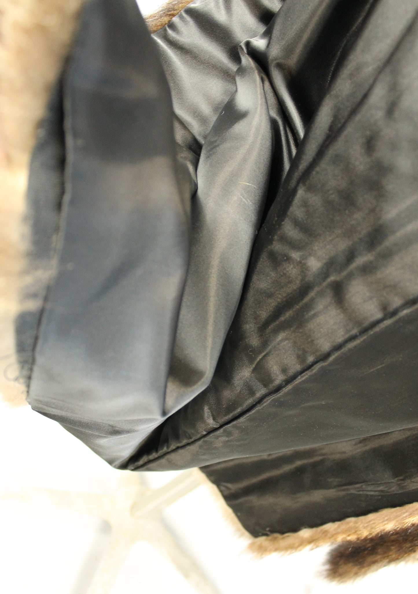 Dramatic Vintage Long-Haired Striped Fur Coat Size XXL - Full Length with Wide Collar - Made in Canada