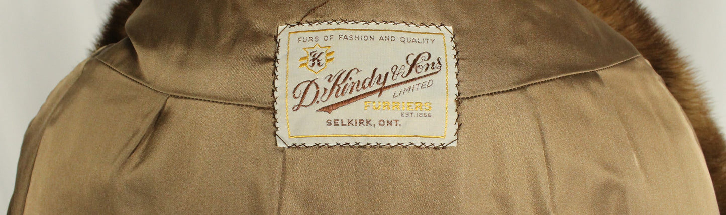 Matching Set: Vintage D. Mindy & Sons Canadian Mink Fur Coat( Size: L)) & Hat.