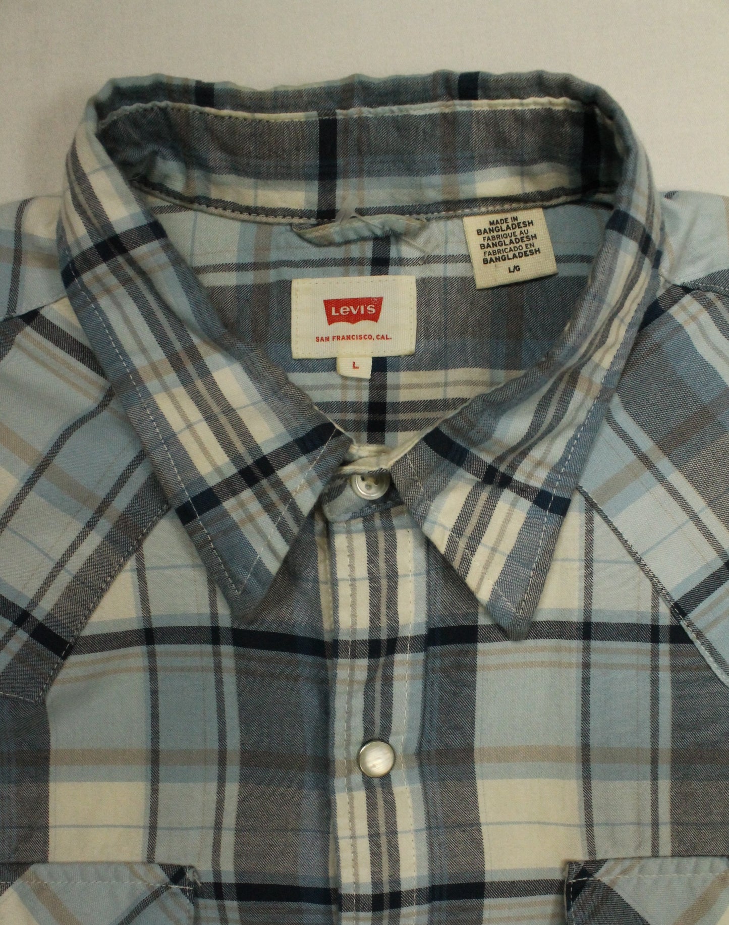 Levi's Blue Plaid Button-Down Shirt Men's Large