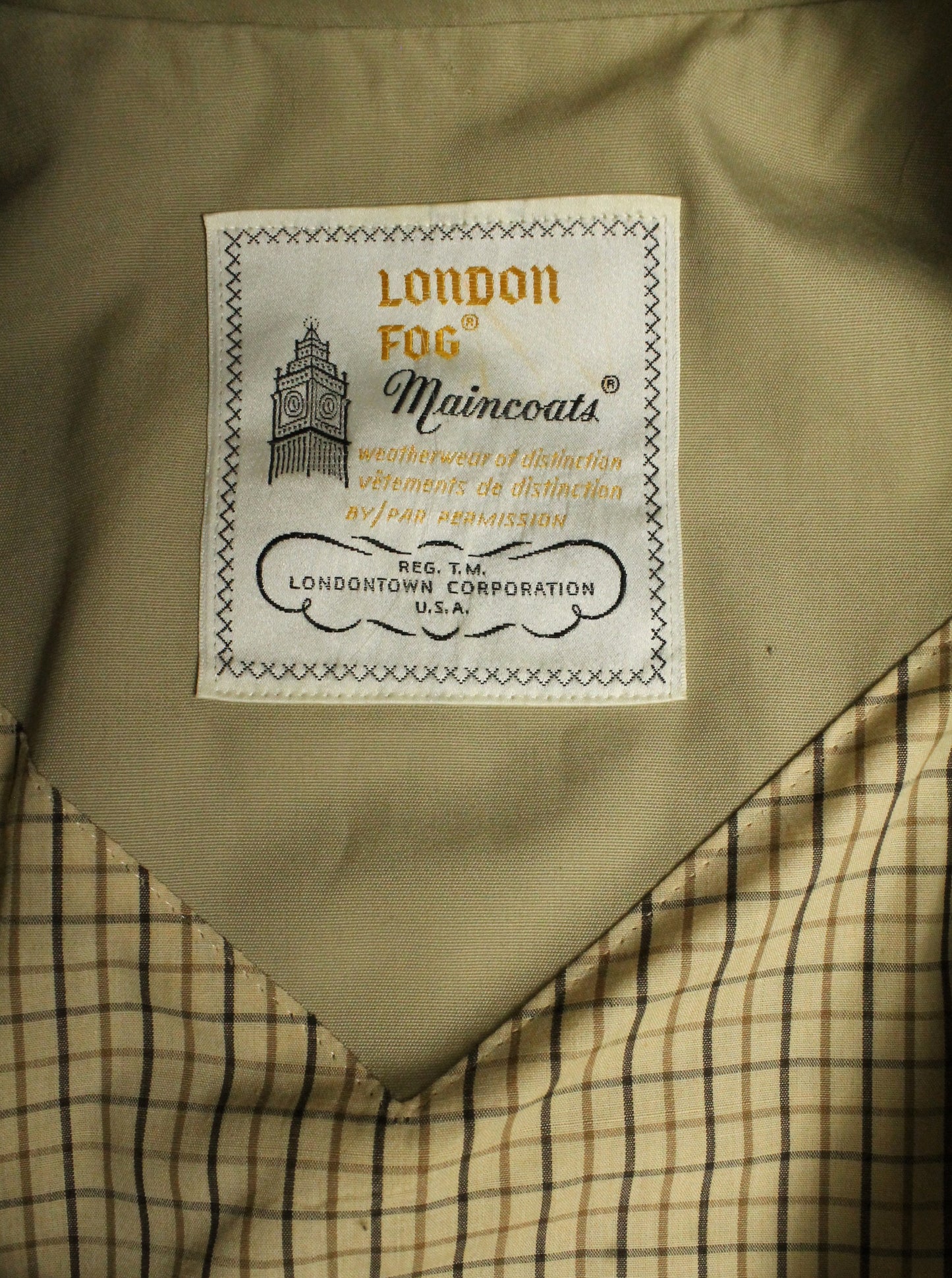 Vintage Men's London Fog Maincoats Trench Size 48 Tall