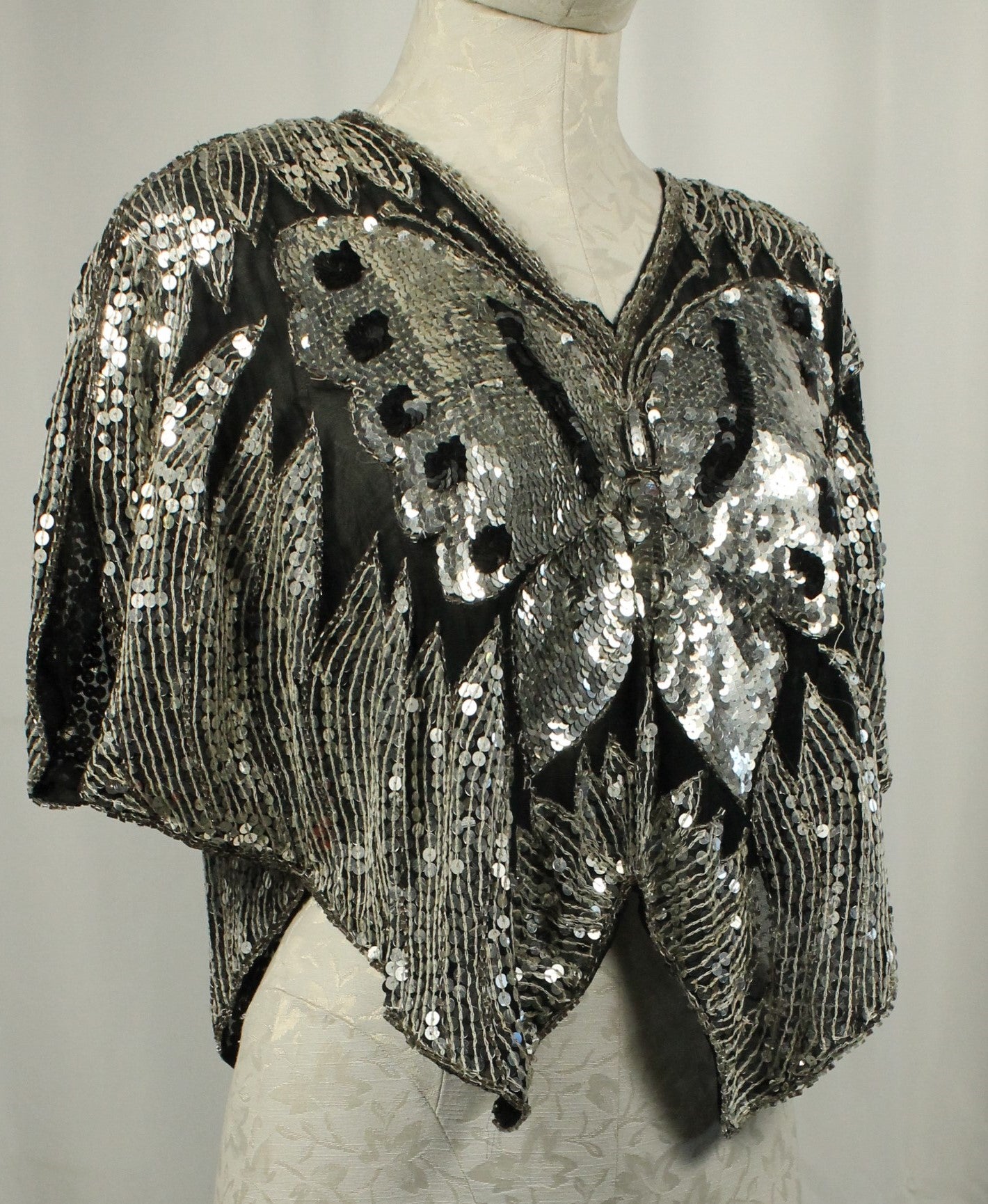 Vintage Sequin Butterfly Top – Dazzling Statement Piece Size Small