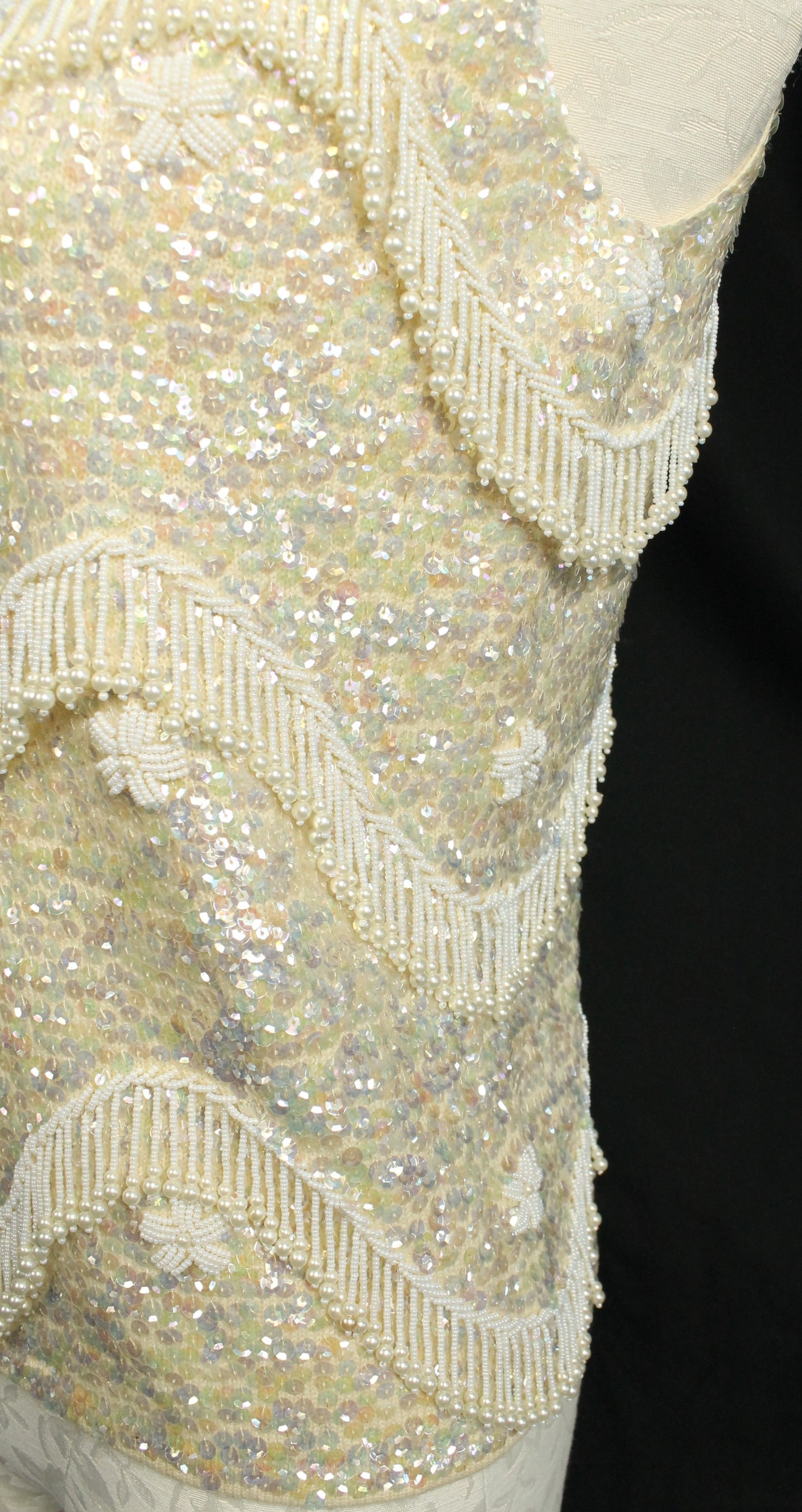 Vintage Hand-Beaded Wool Sleeveless Top – Made in Hong Kong, Size 36/Medium