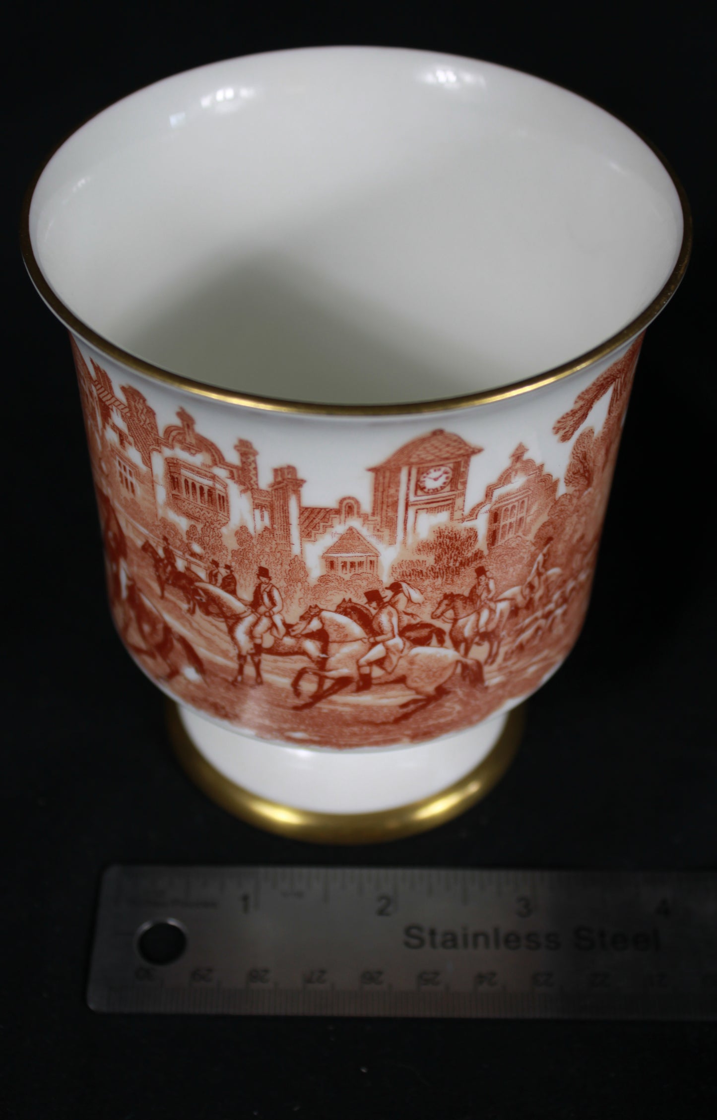 Vintage Coalport Bone China "Hunting Scene" Footed Goblet Vase