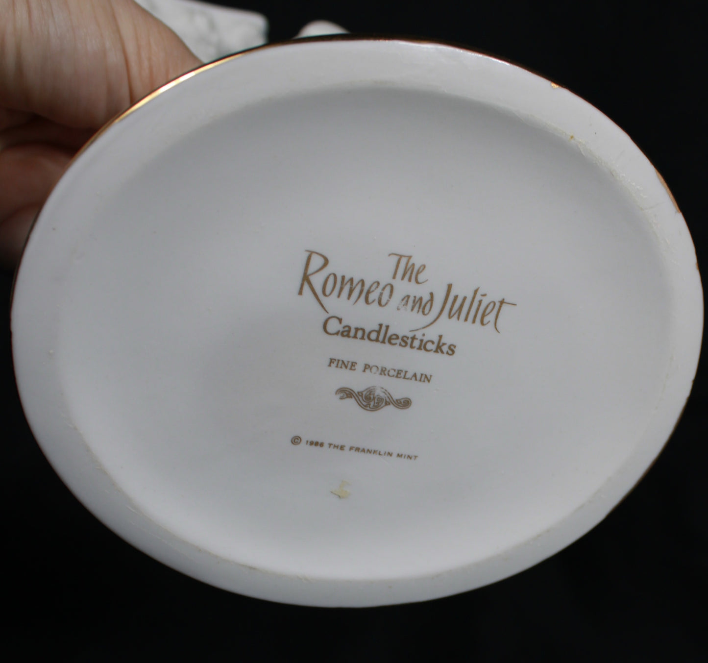 Vintage 1986 Franklin Mint Romeo and Juliet Fine Porcelain Candlesticks Pair