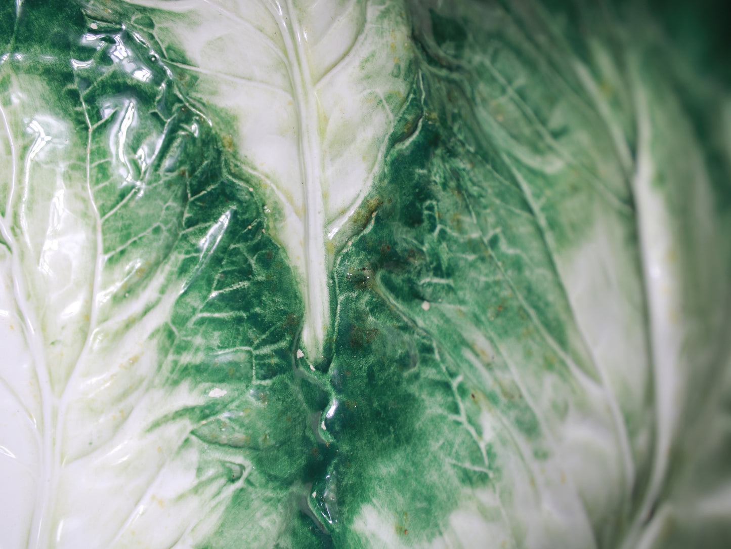 Birks Italy Hand Painted Cabbage Leaf Ceramic Serving Bowl