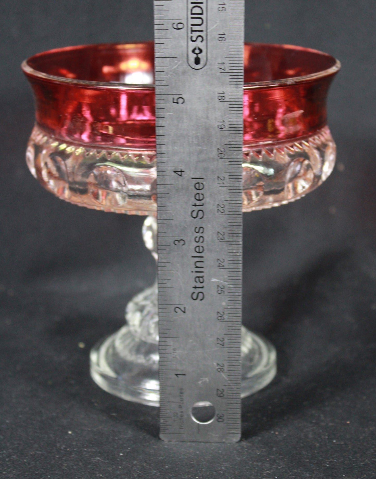 Cranberry Flash Compote and Cordial Glass Set