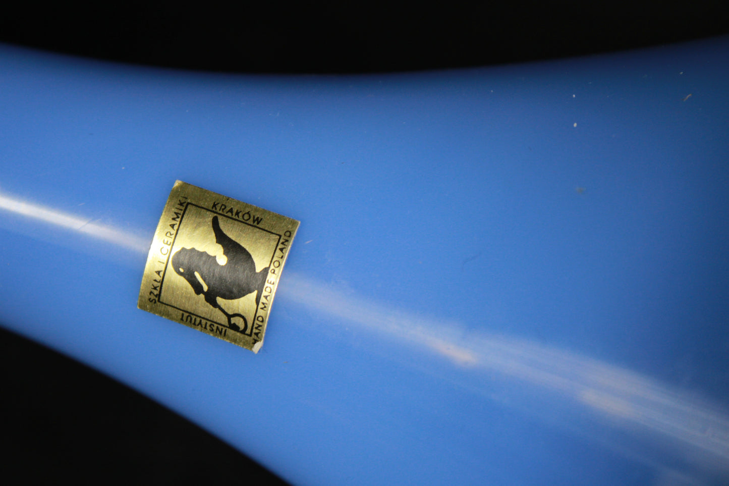 Krakow Institute of Glass Blue Opaline Pedestal Bowl Handmade in Poland