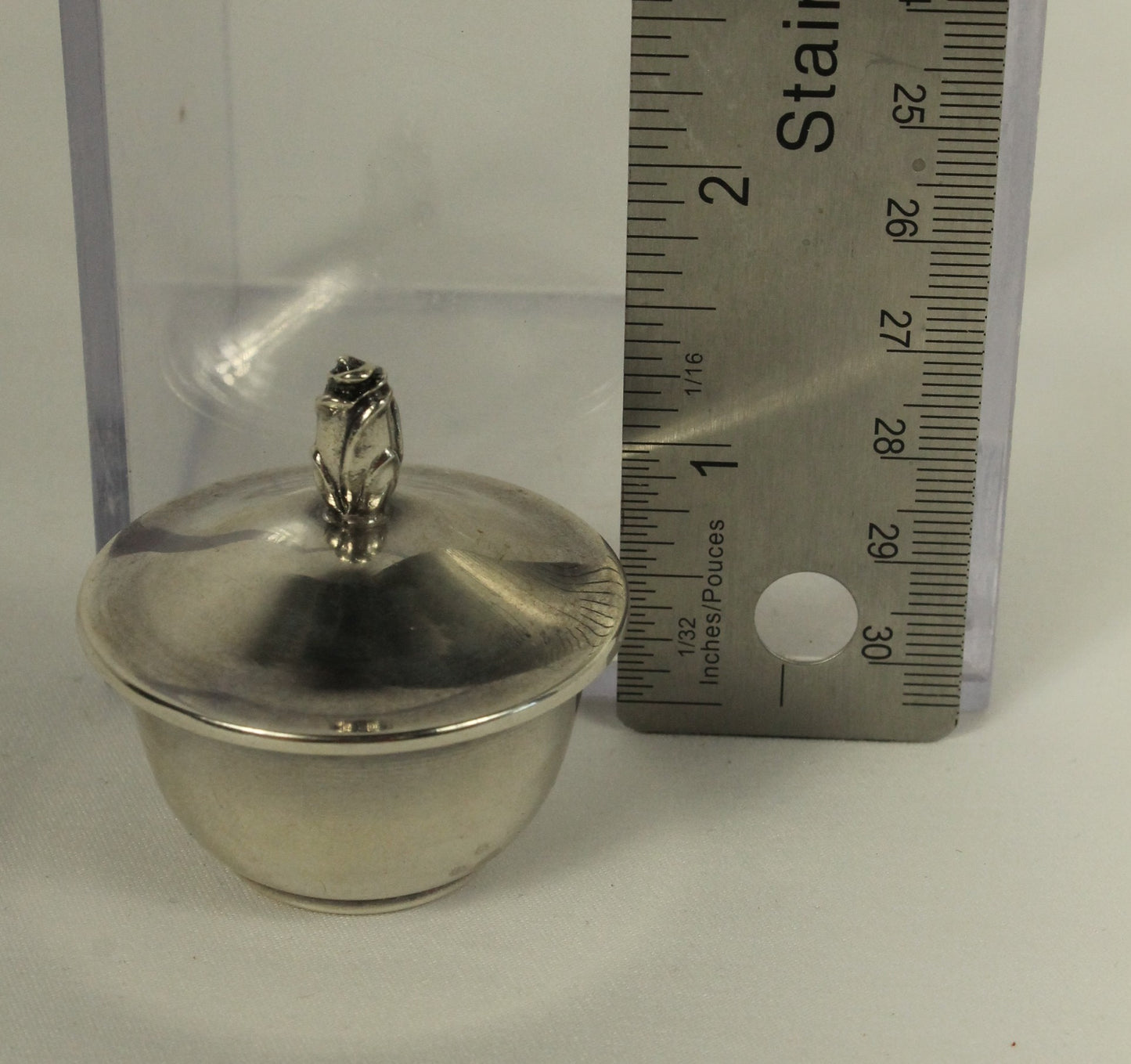 Unauthenticated Antique Tiffany & Co. Makers Sterling Box with Floral Finial - Gilded Interior, Pattern 23764