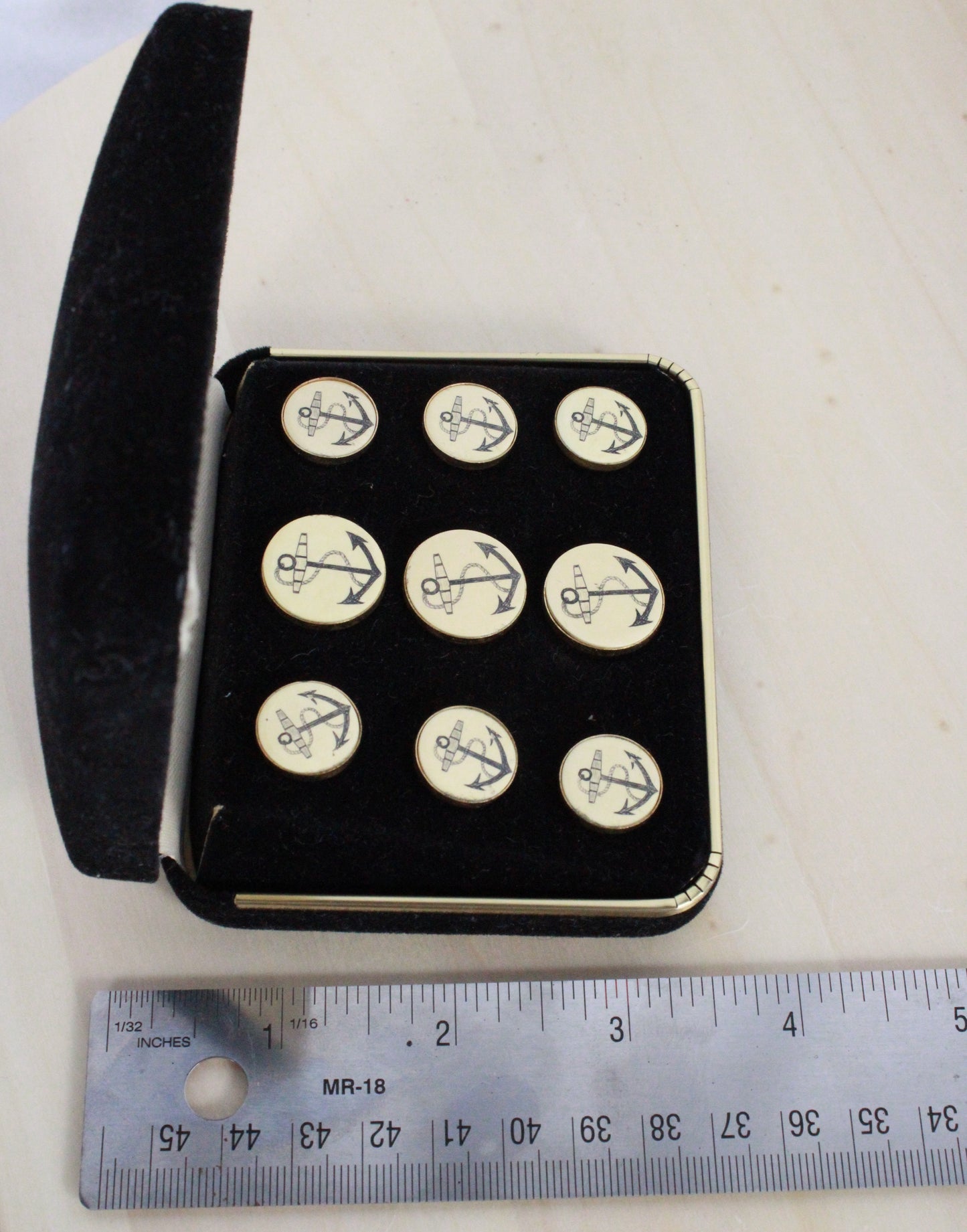 Barlow Scrimshaw Nautical Anchor Blazer Button Set - 9 Pieces