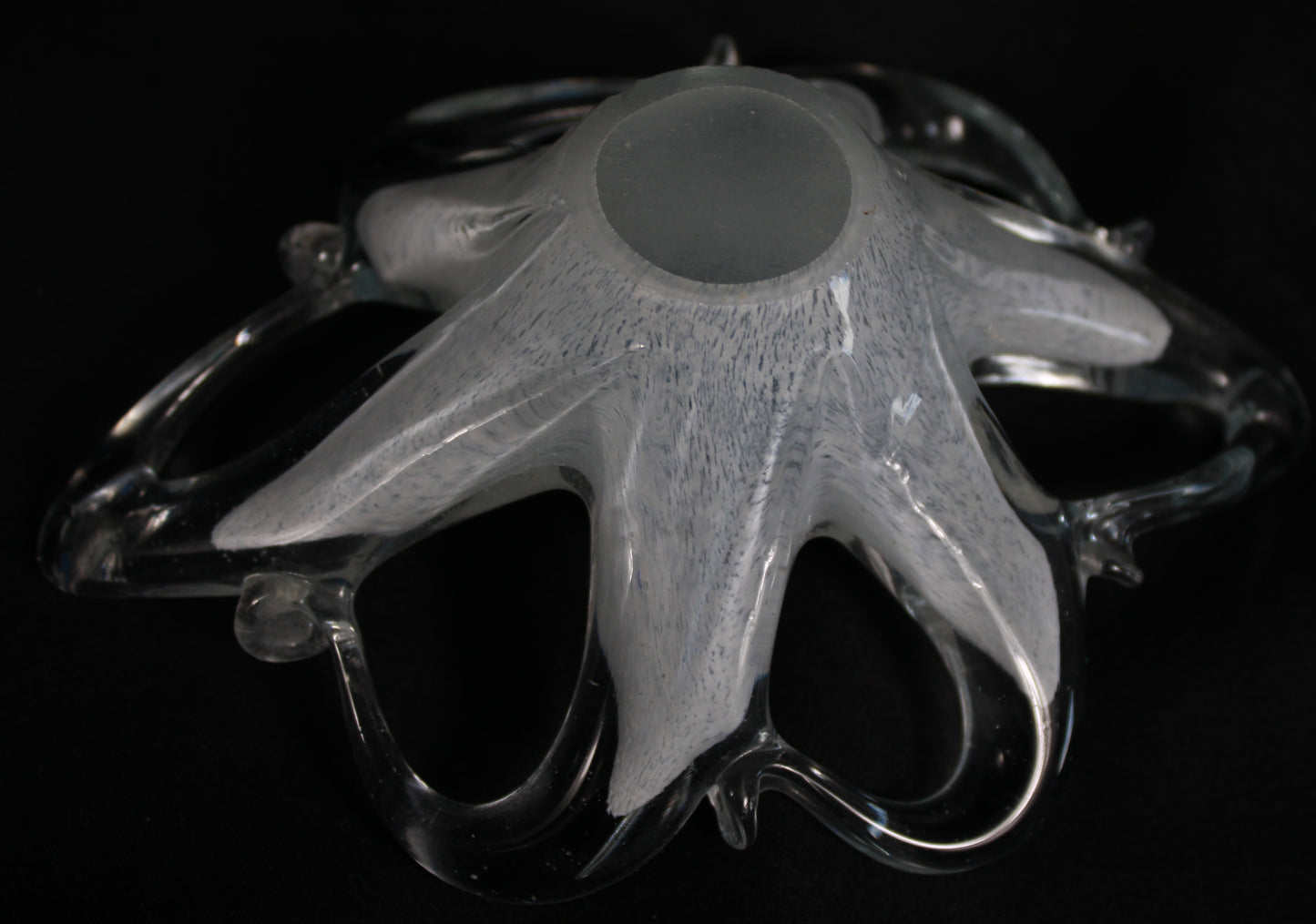 Murano Italy White Spatter Art Glass Starfish Bowl - With Original Sticker