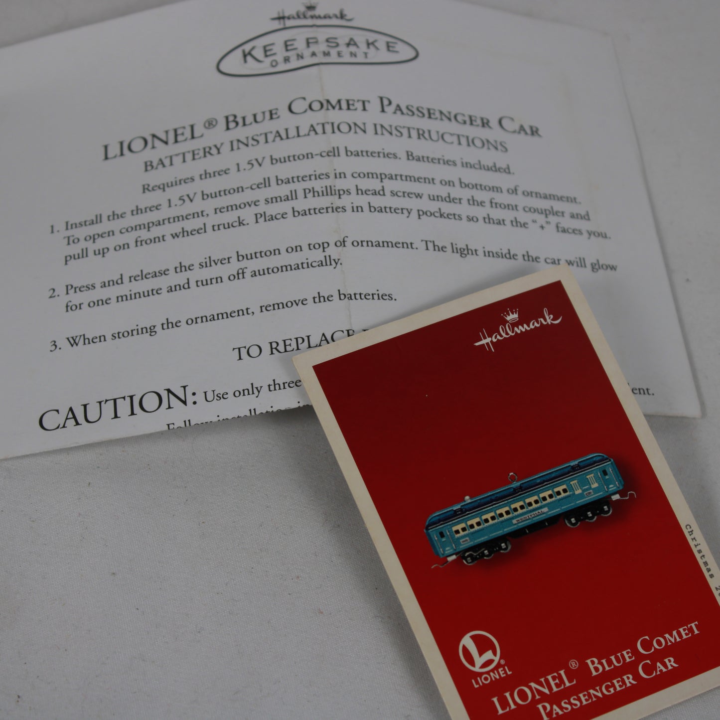 2002 Hallmark Keepsake Lionel Blue Comet Passenger Car Christmas Ornament