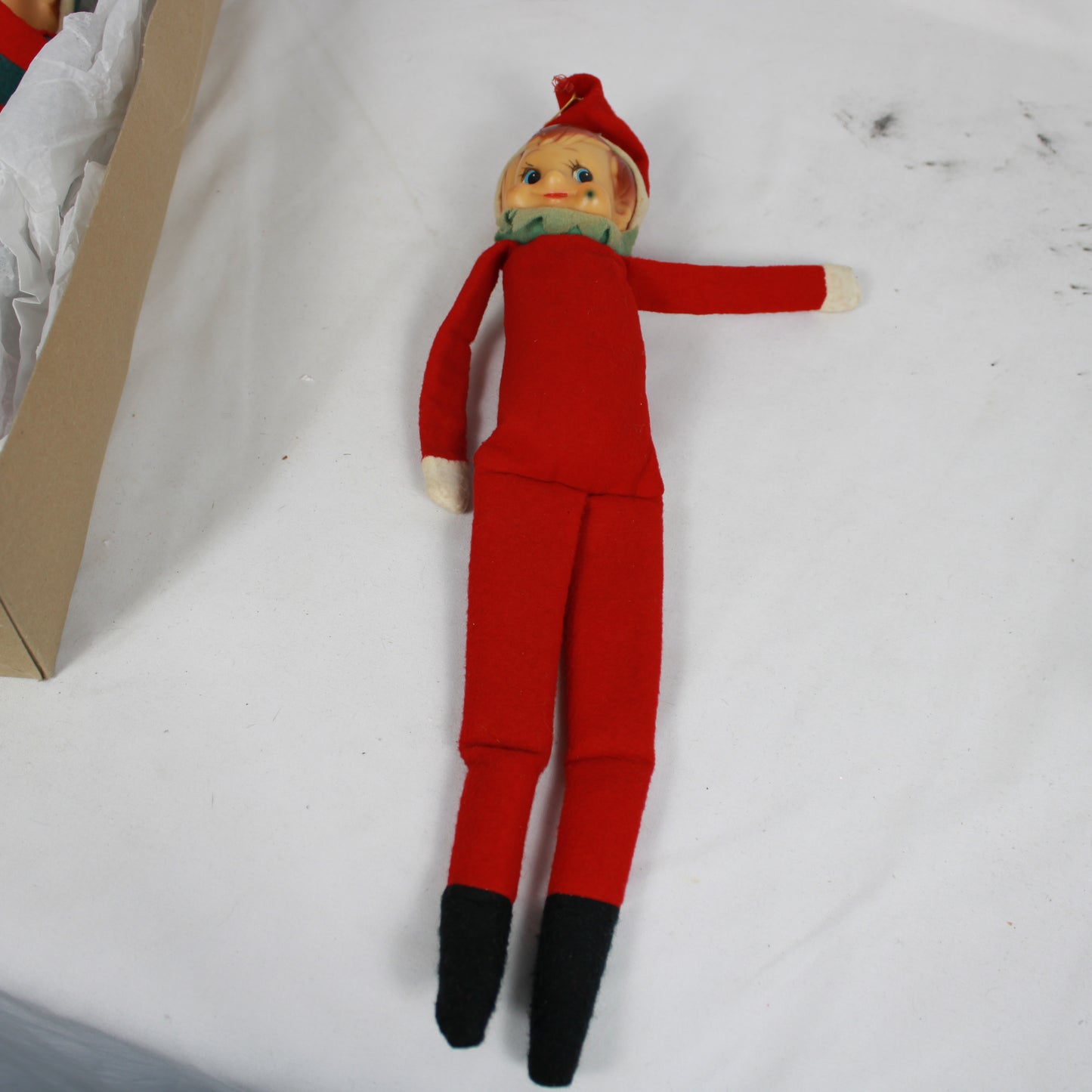 Vintage 1950s 1960s Felt Pixie Elf Christmas Ornaments