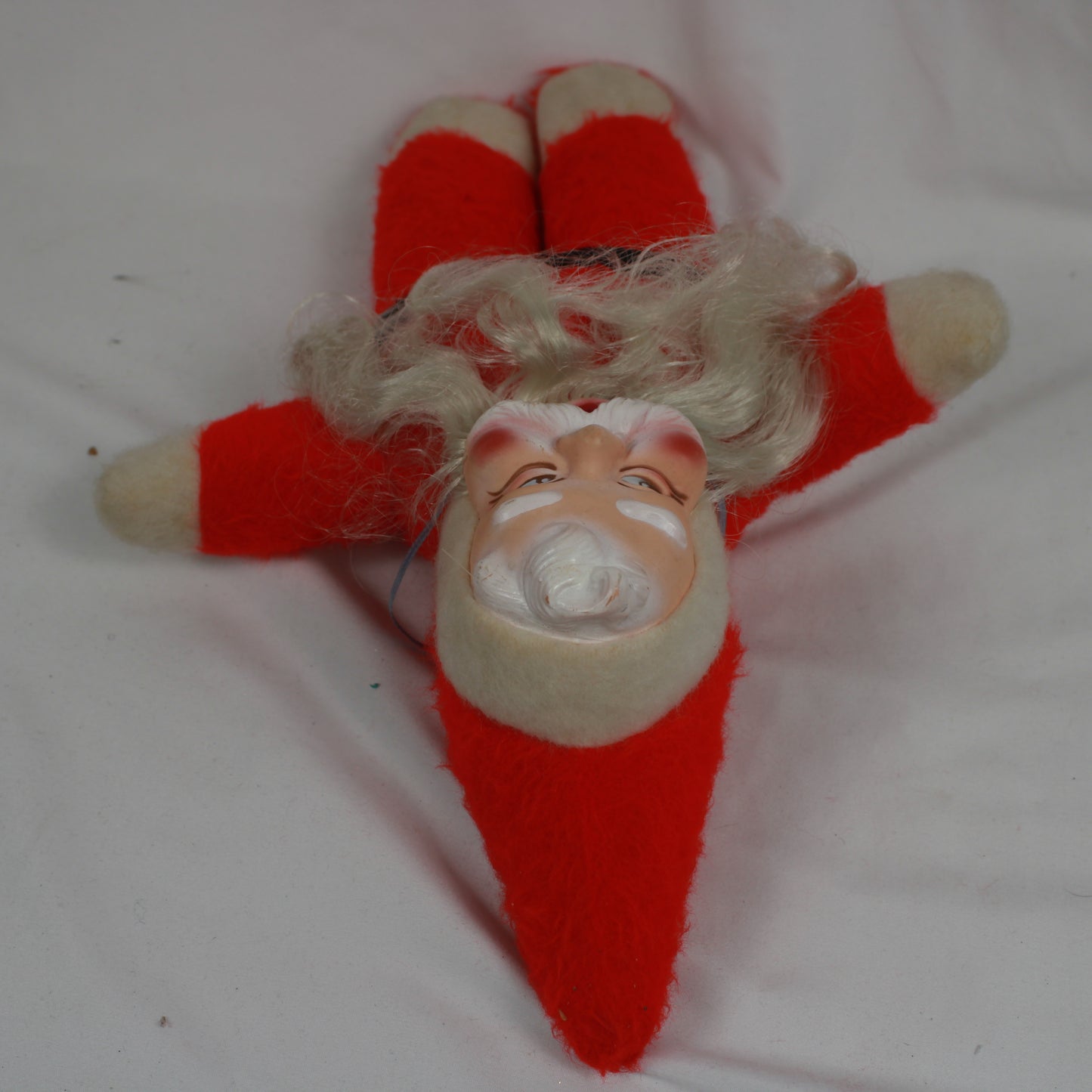 Vintage Mid-Century Plush Santa Claus Doll with Rubber Face