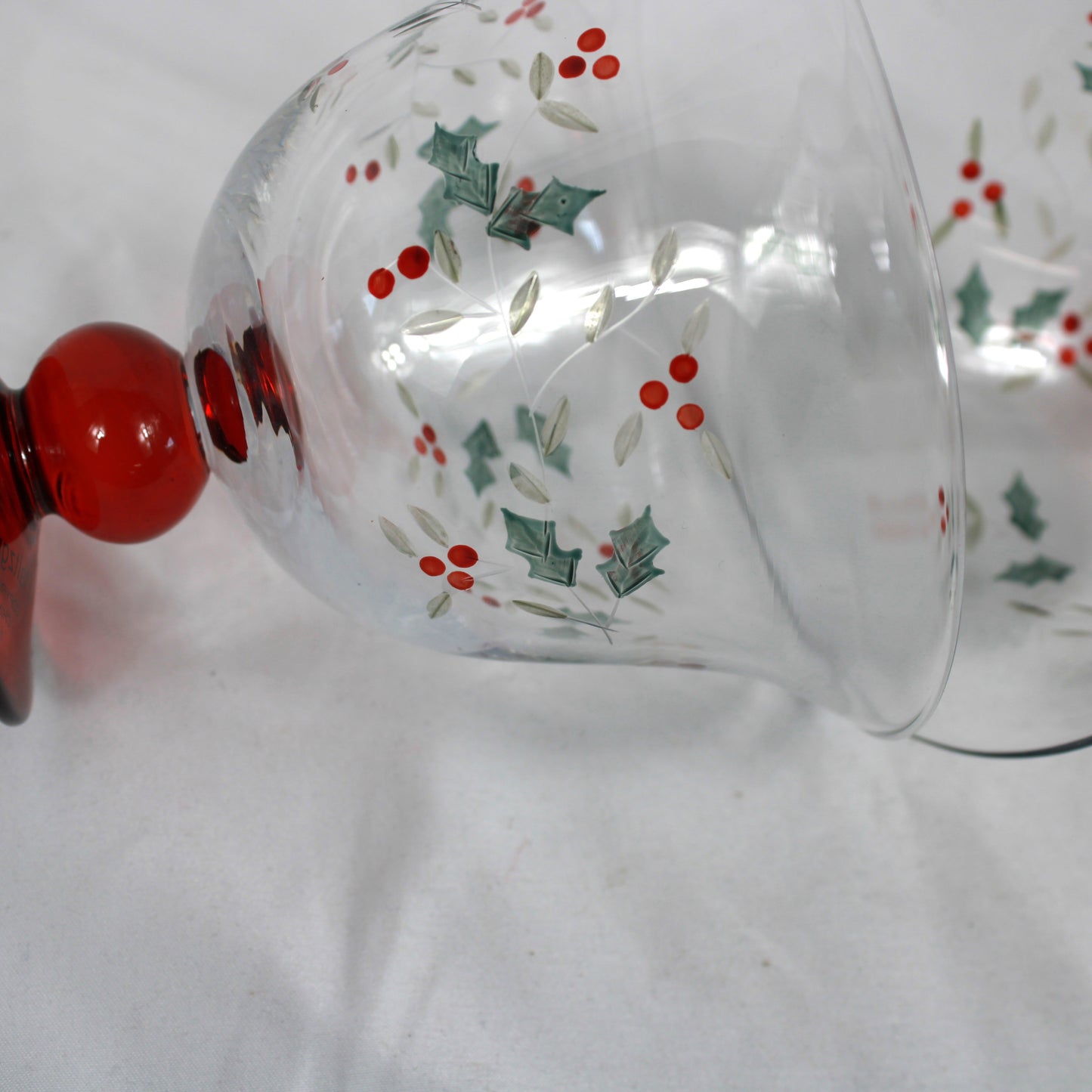 Pfaltzgraff Winterberry Footed Dessert Glasses Set of 2 Christmas Compote Bowls
