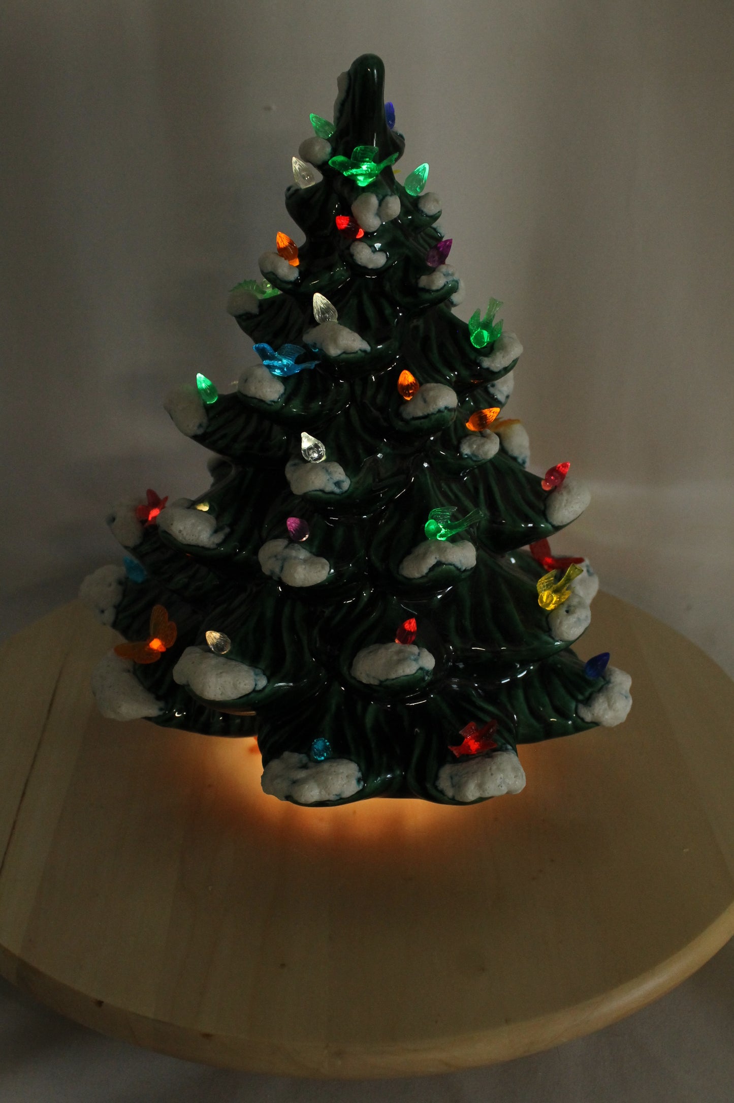 Vintage Flocked Ceramic Christmas Tree Top (Missing Base)