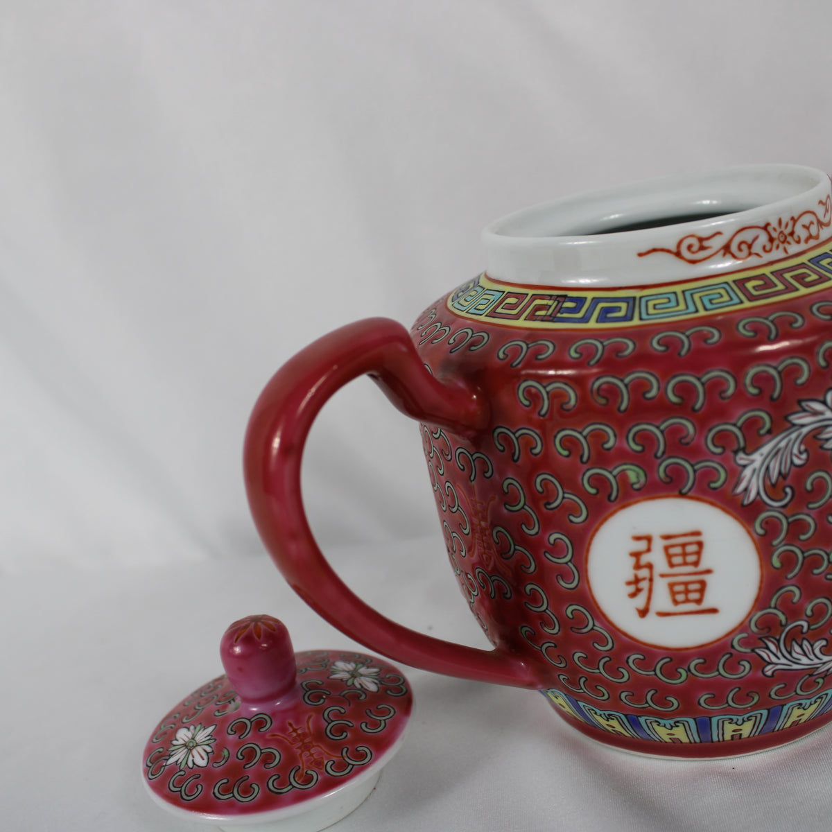 Jingdezhen Pink Famille Rose Mun Shou Longevity Porcelain Teapot