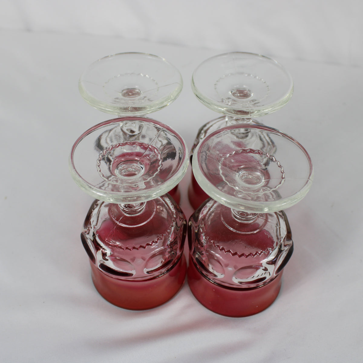 Set of 4 Vintage Ruby Stain Wine Goblets