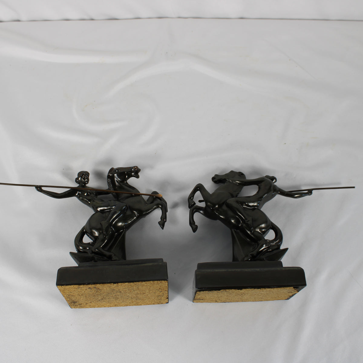 Art Deco Style Mounted Warrior Spear Bookends - Pair