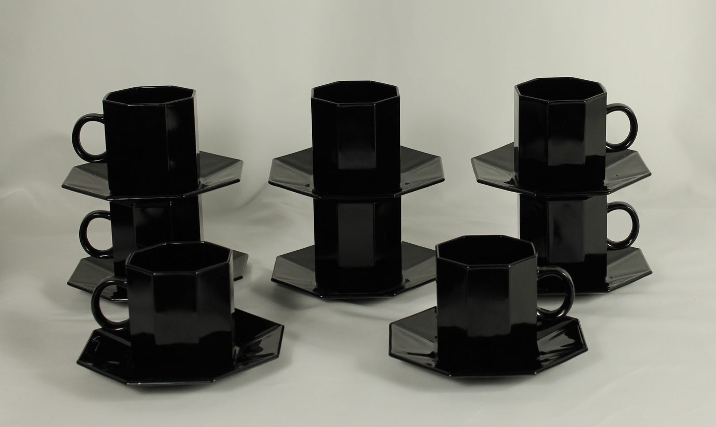 Arcoroc Octime Black Glass Octagon Dish Set