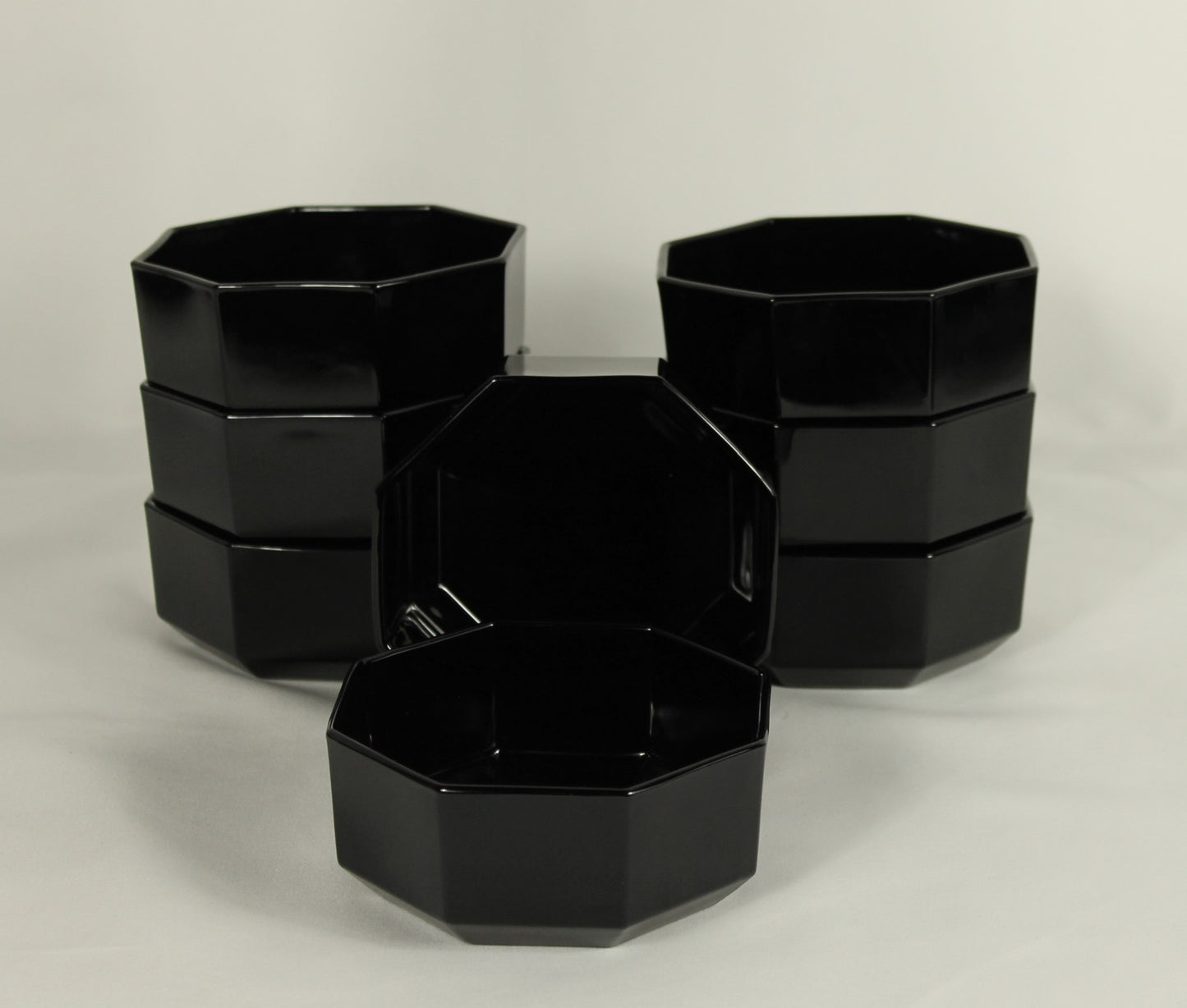Arcoroc Octime Black Glass Octagon Dish Set