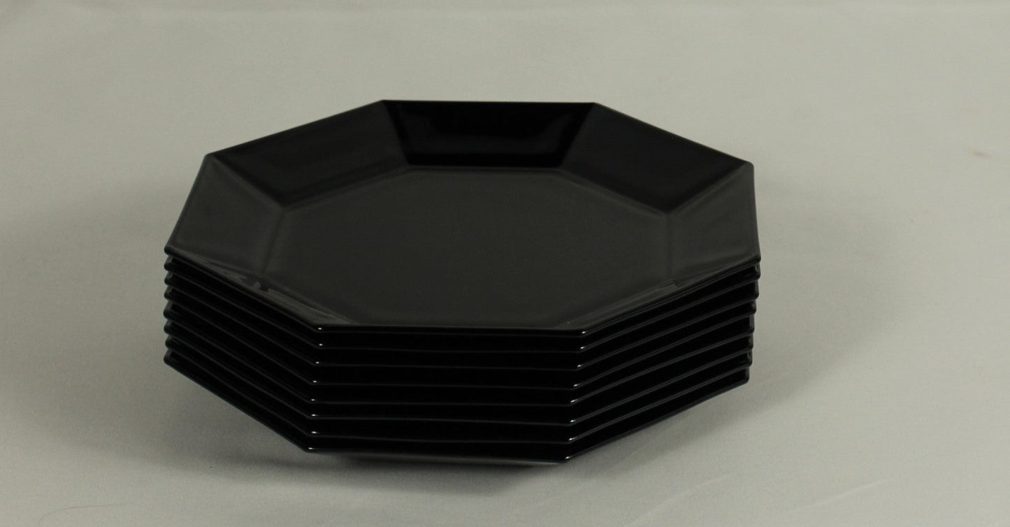 Arcoroc Octime Black Glass Octagon Dish Set