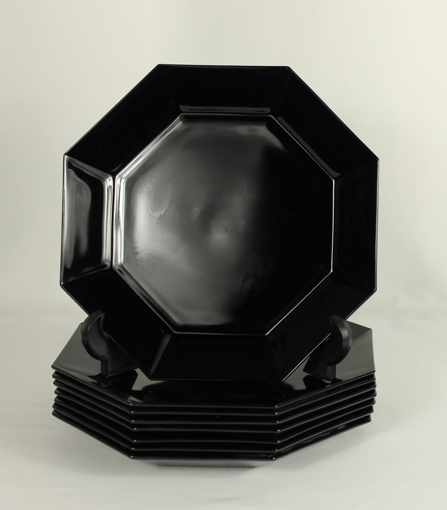 Arcoroc Octime Black Glass Octagon Dish Set
