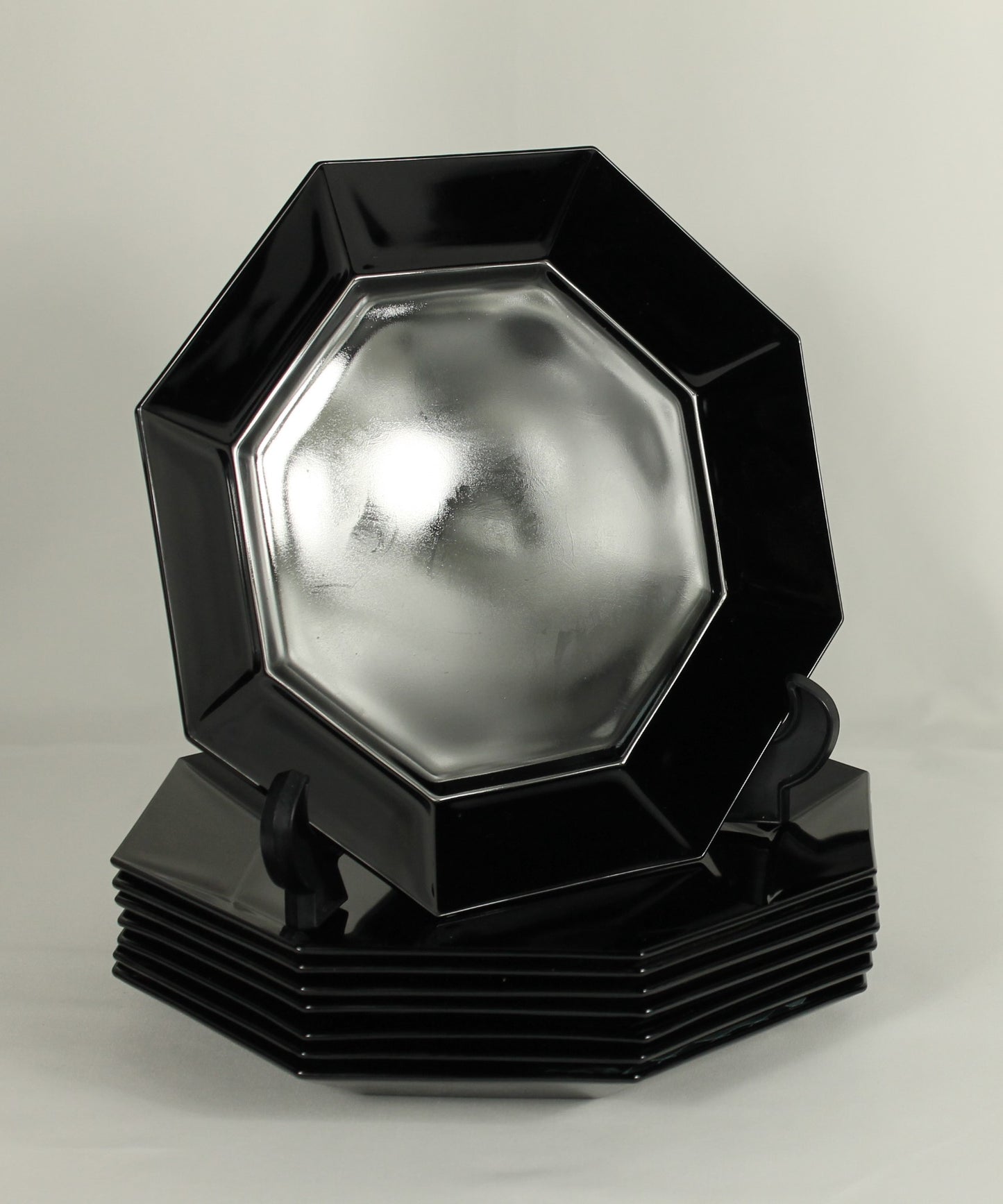 Arcoroc Octime Black Glass Octagon Dish Set