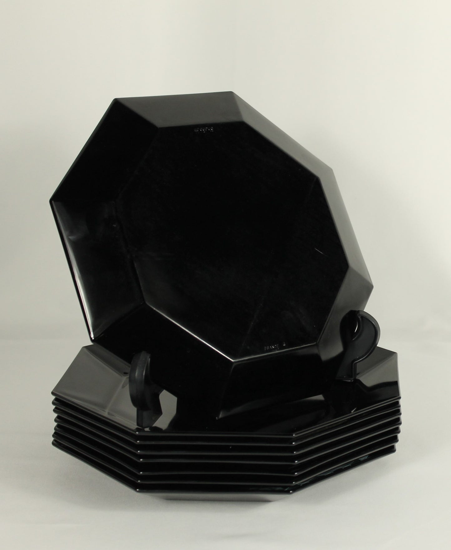 Arcoroc Octime Black Glass Octagon Dish Set