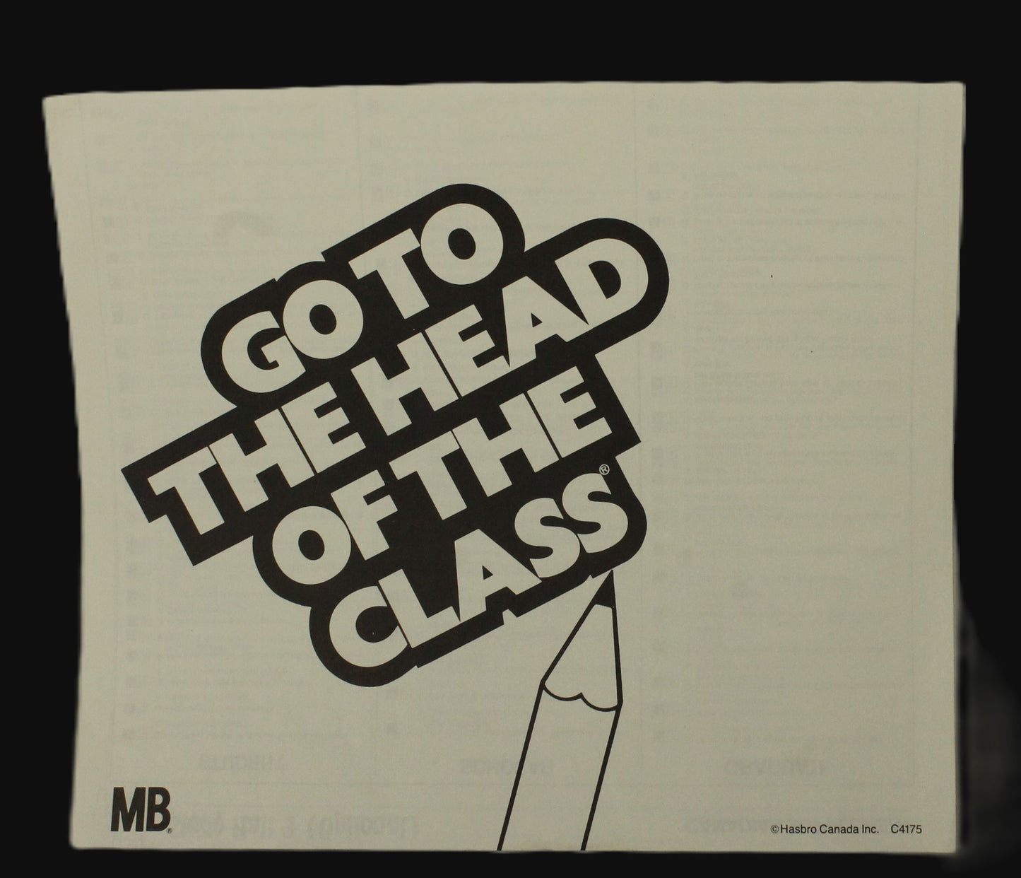 Vintage 1986 Go To The Head Of The Class Board Game