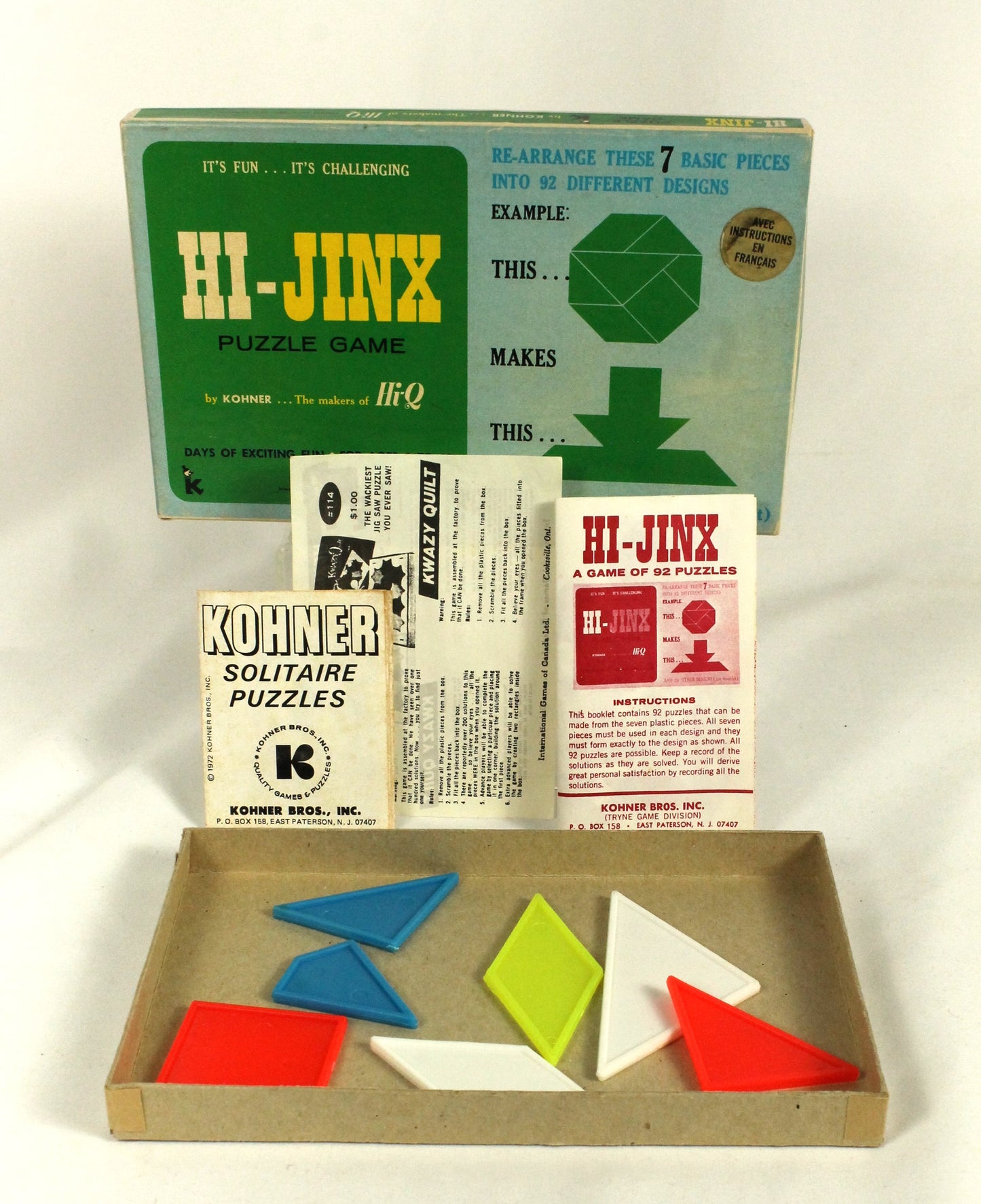 Vintage Kohner Puzzle Game Lot – Hexed, Hi-Jinx, Kwazy Quilt – 1970s Brain Teasers