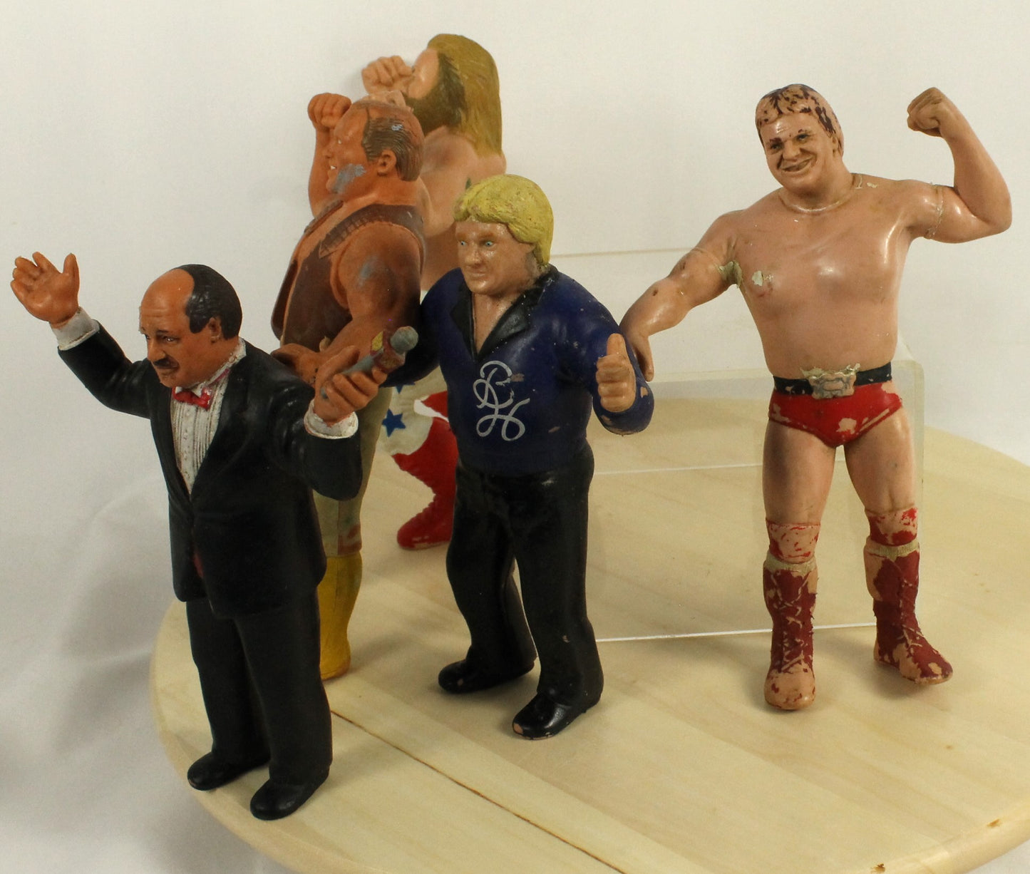 Vintage WWF Wrestling Figures Lot – Mean Gene Okerlund, Wrestlers – 1980s Collectibles