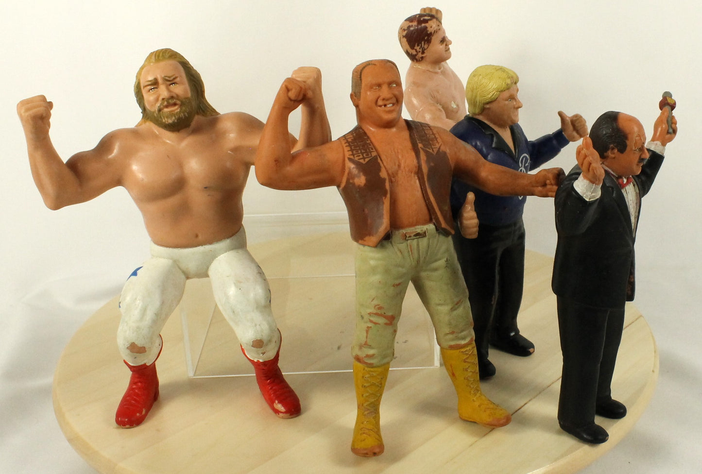 Vintage WWF Wrestling Figures Lot – Mean Gene Okerlund, Wrestlers – 1980s Collectibles