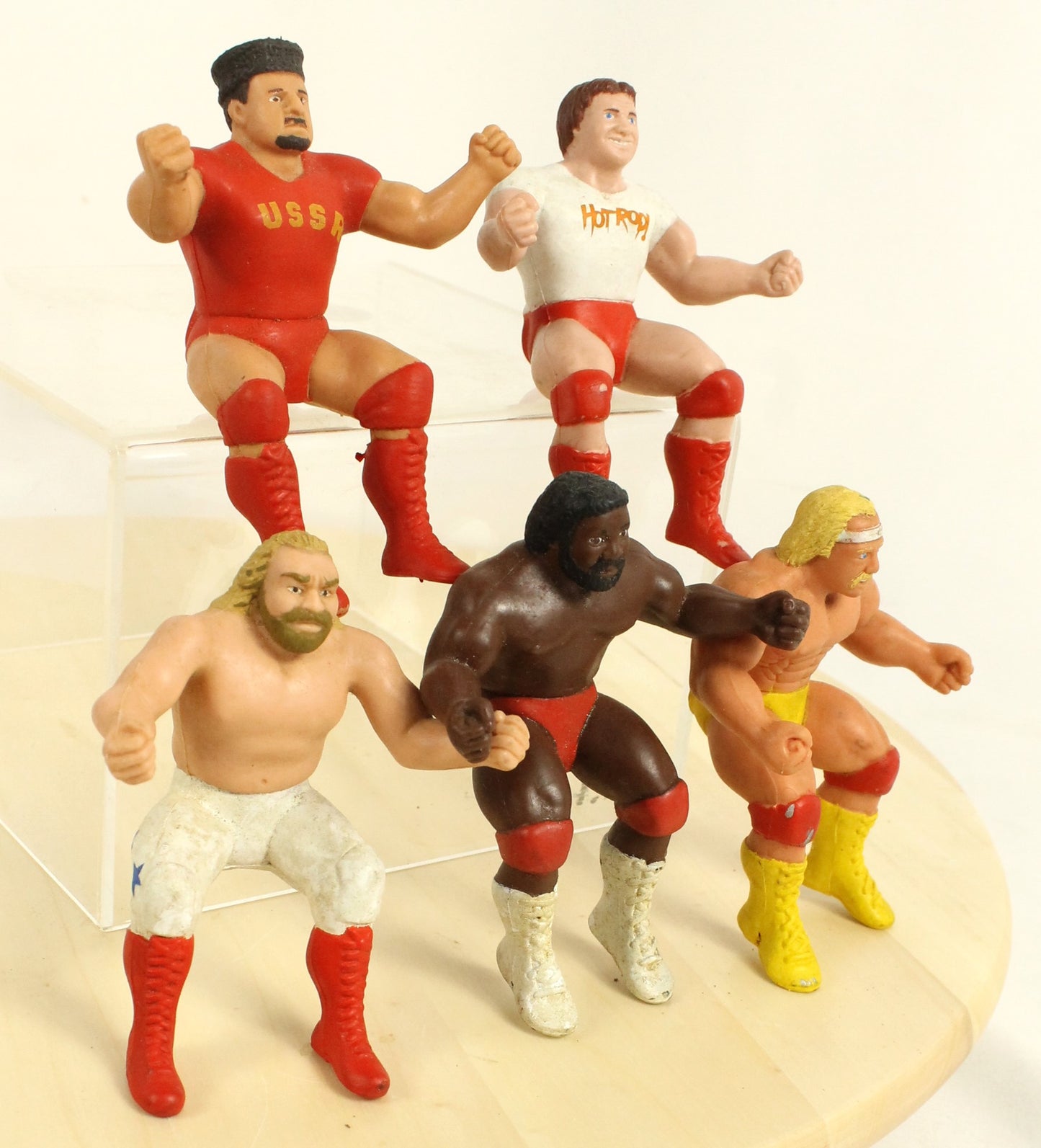 Vintage WWF Thumb Wrestling Figures Lot – Featuring Hogan, Piper, Sheik, Volkoff & Junkyard Dog