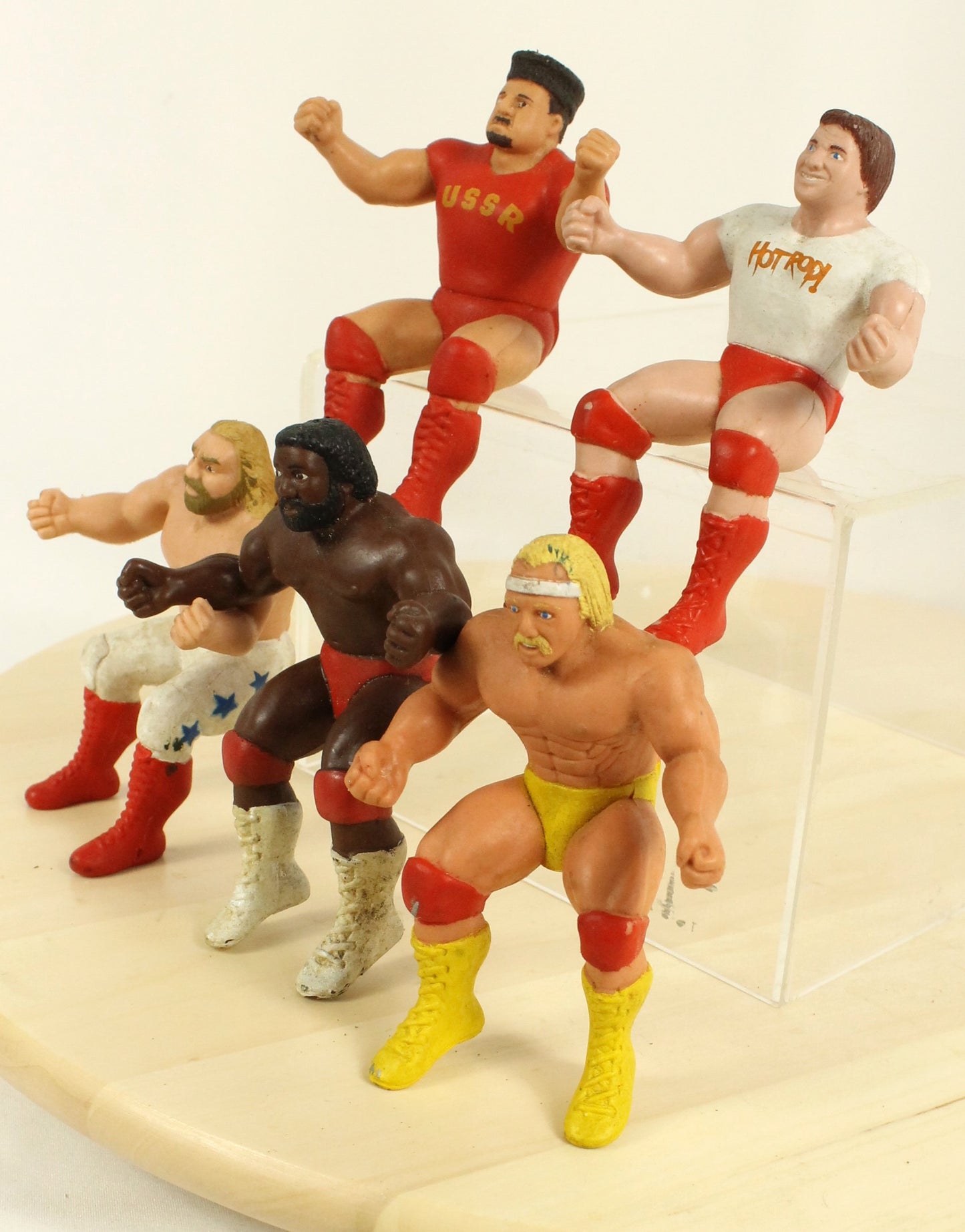 Vintage WWF Thumb Wrestling Figures Lot – Featuring Hogan, Piper, Sheik, Volkoff & Junkyard Dog