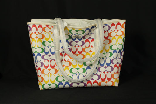 Coach City Tote In Rainbow Signature Canvas