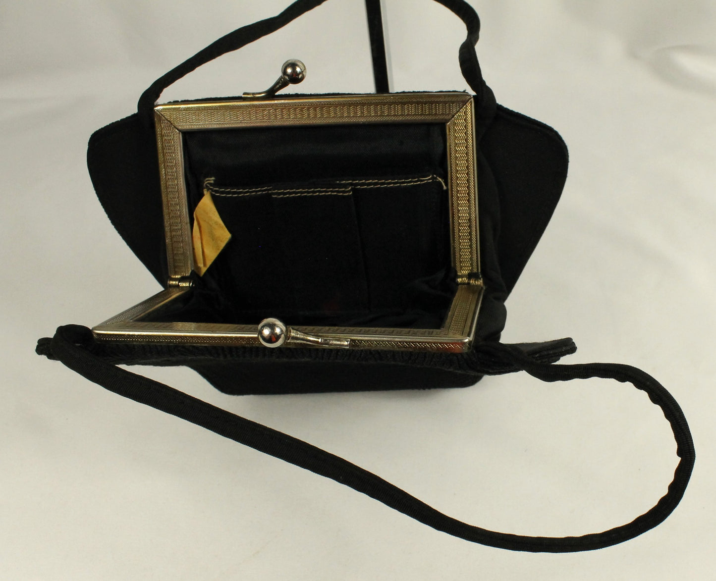 Vintage Capitol Leather Montréal Black Cordé Evening Bag | 1950s Structured Purse