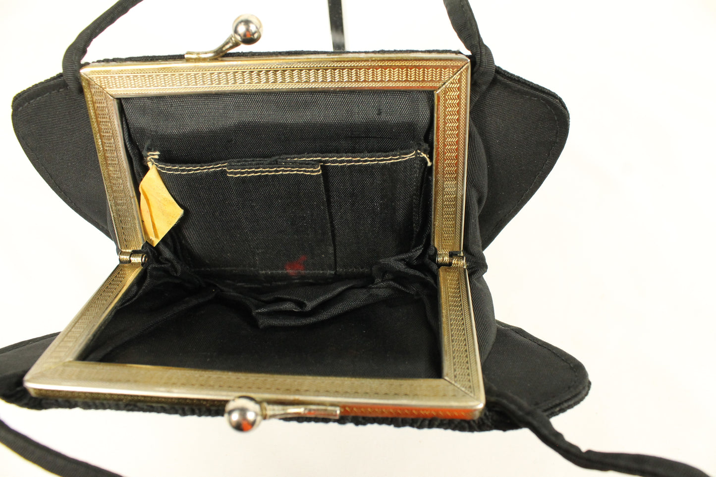 Vintage Capitol Leather Montréal Black Cordé Evening Bag | 1950s Structured Purse