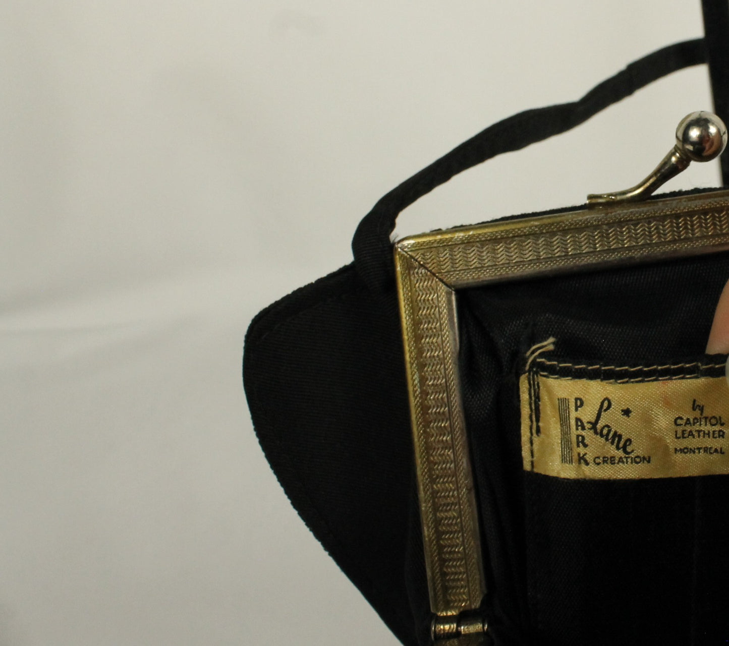 Vintage Capitol Leather Montréal Black Cordé Evening Bag | 1950s Structured Purse