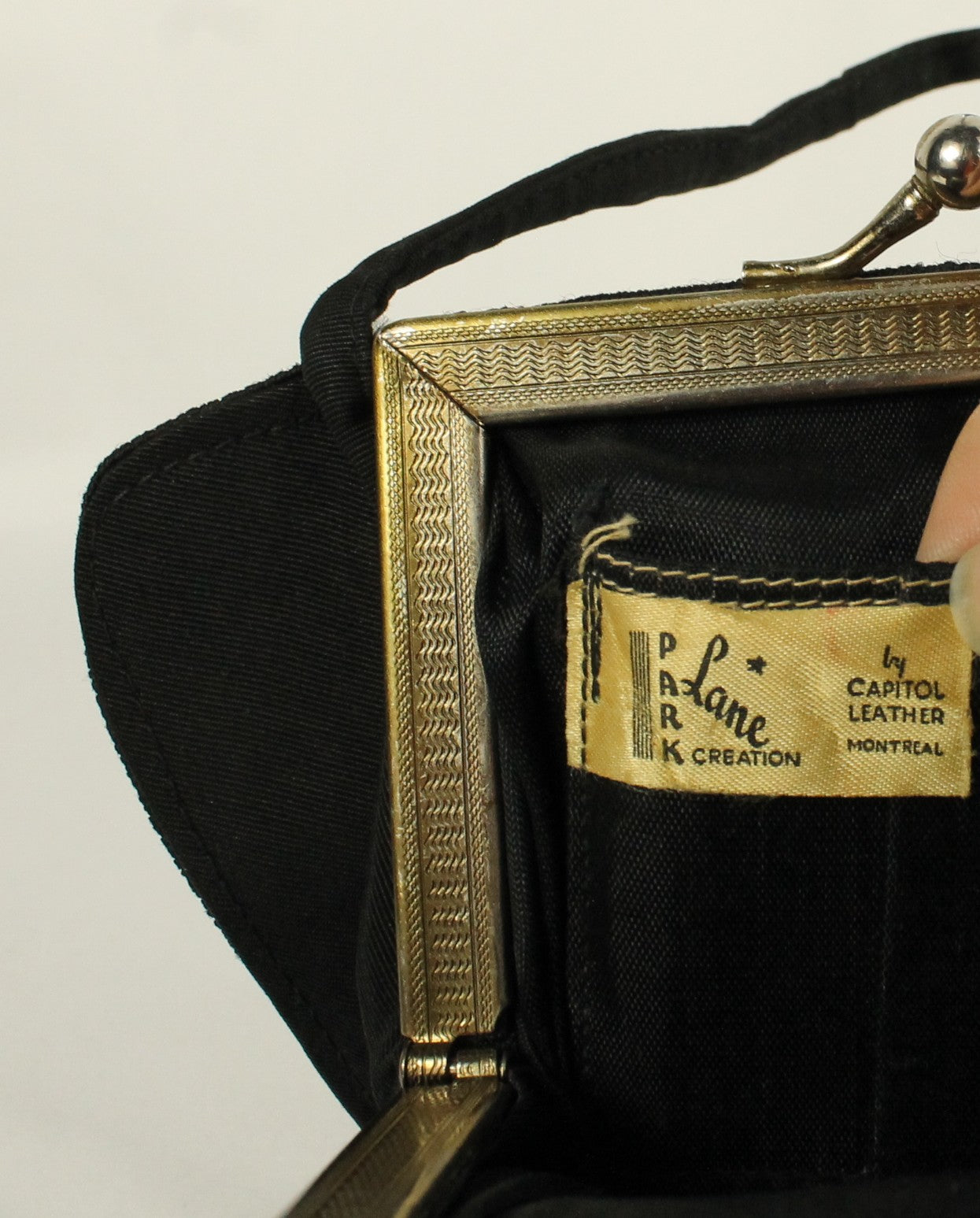 Vintage Capitol Leather Montréal Black Cordé Evening Bag | 1950s Structured Purse