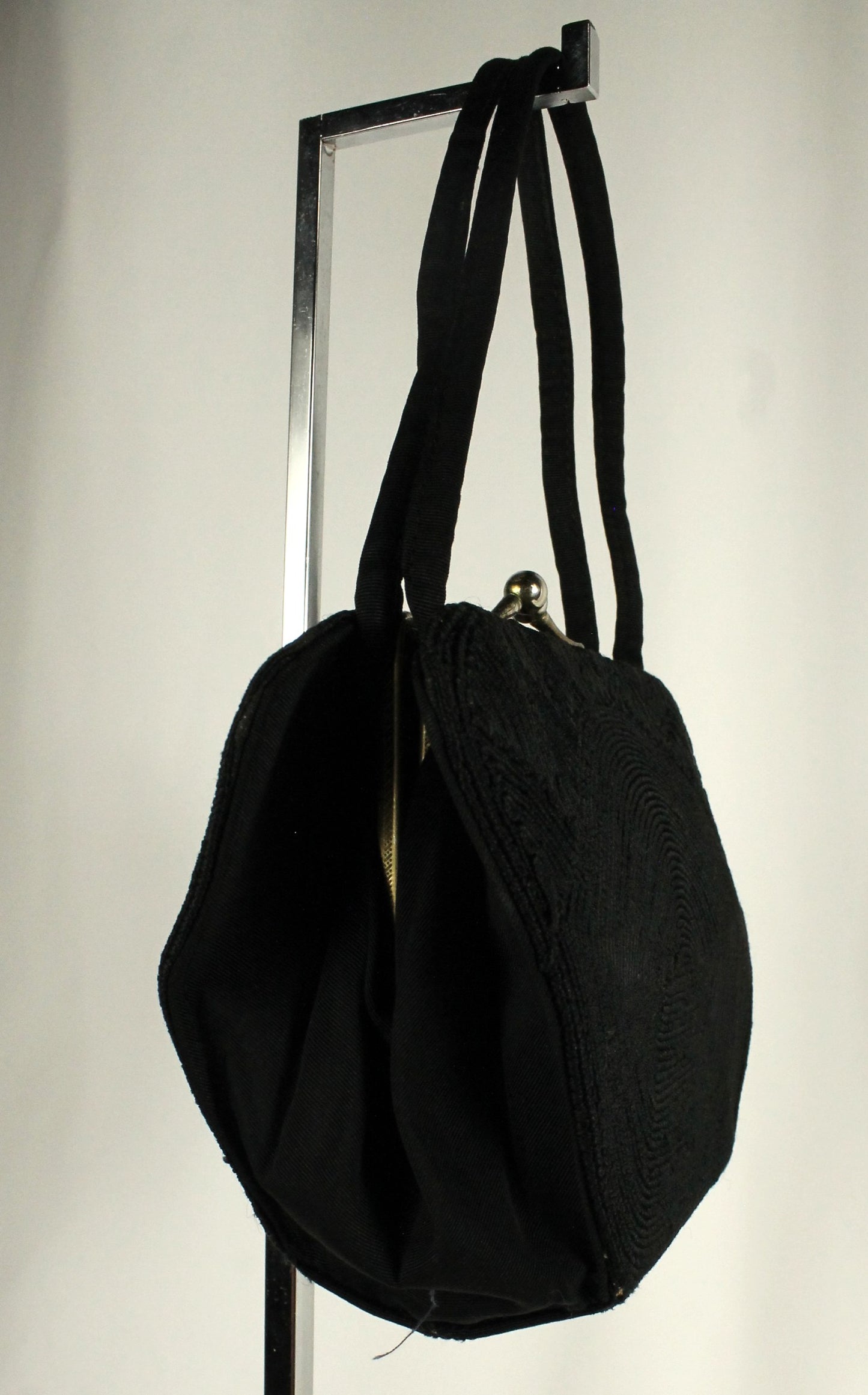 Vintage Capitol Leather Montréal Black Cordé Evening Bag | 1950s Structured Purse