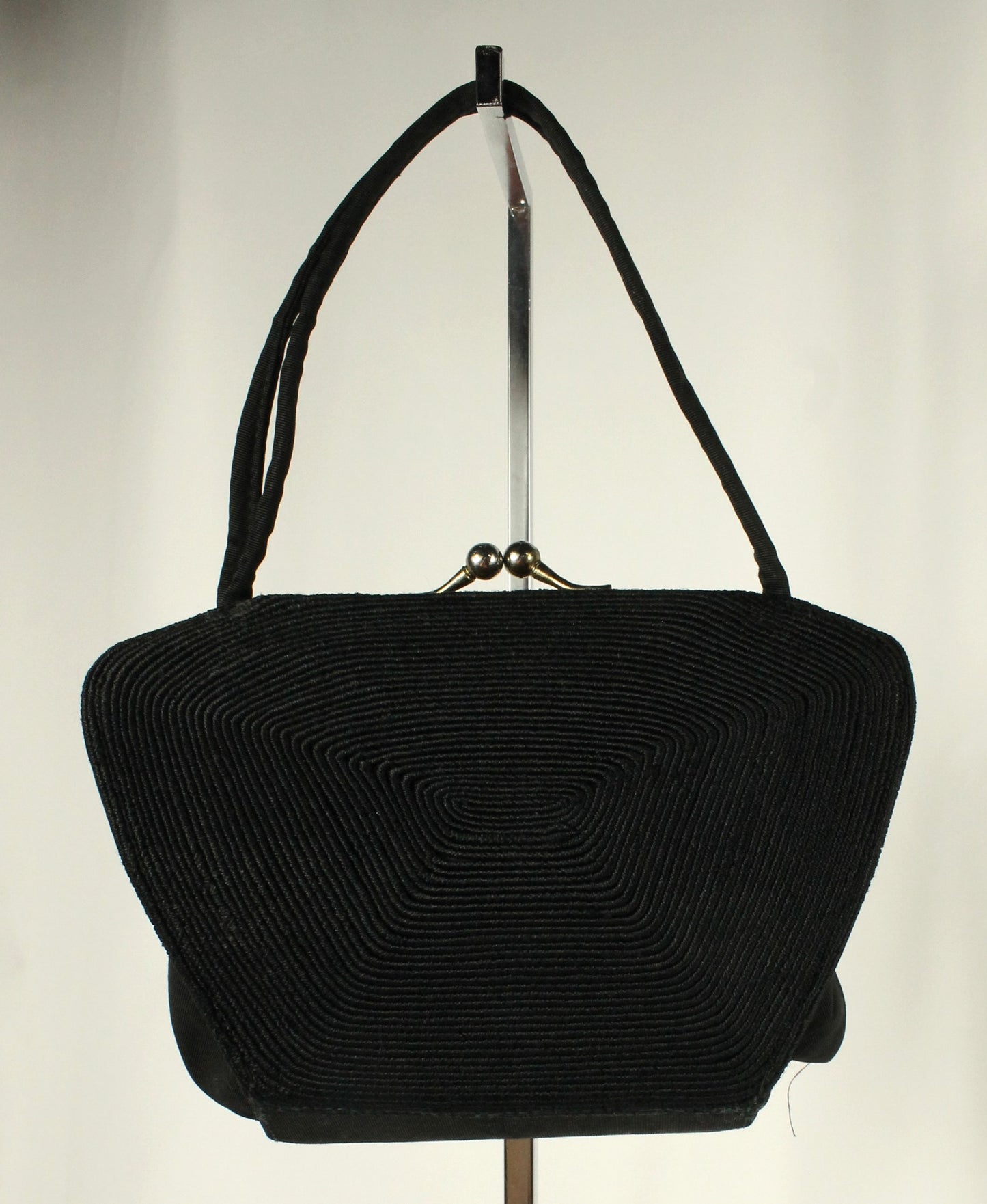 Vintage Capitol Leather Montréal Black Cordé Evening Bag | 1950s Structured Purse