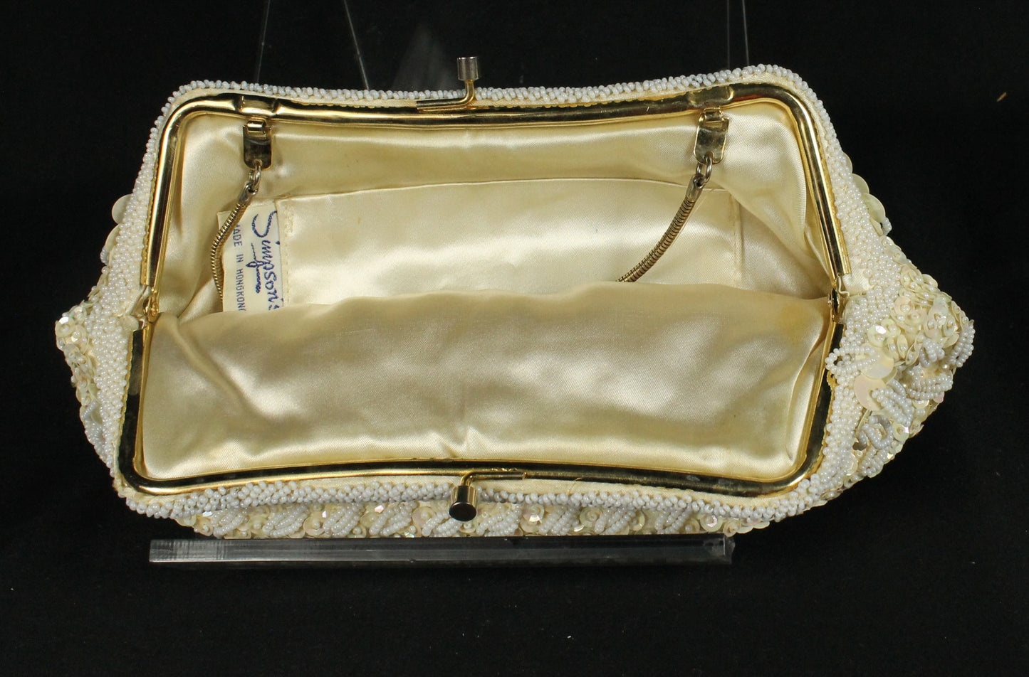 Vintage Simpson's Hand-Beaded Clutch Set: Black & White Evening Bags