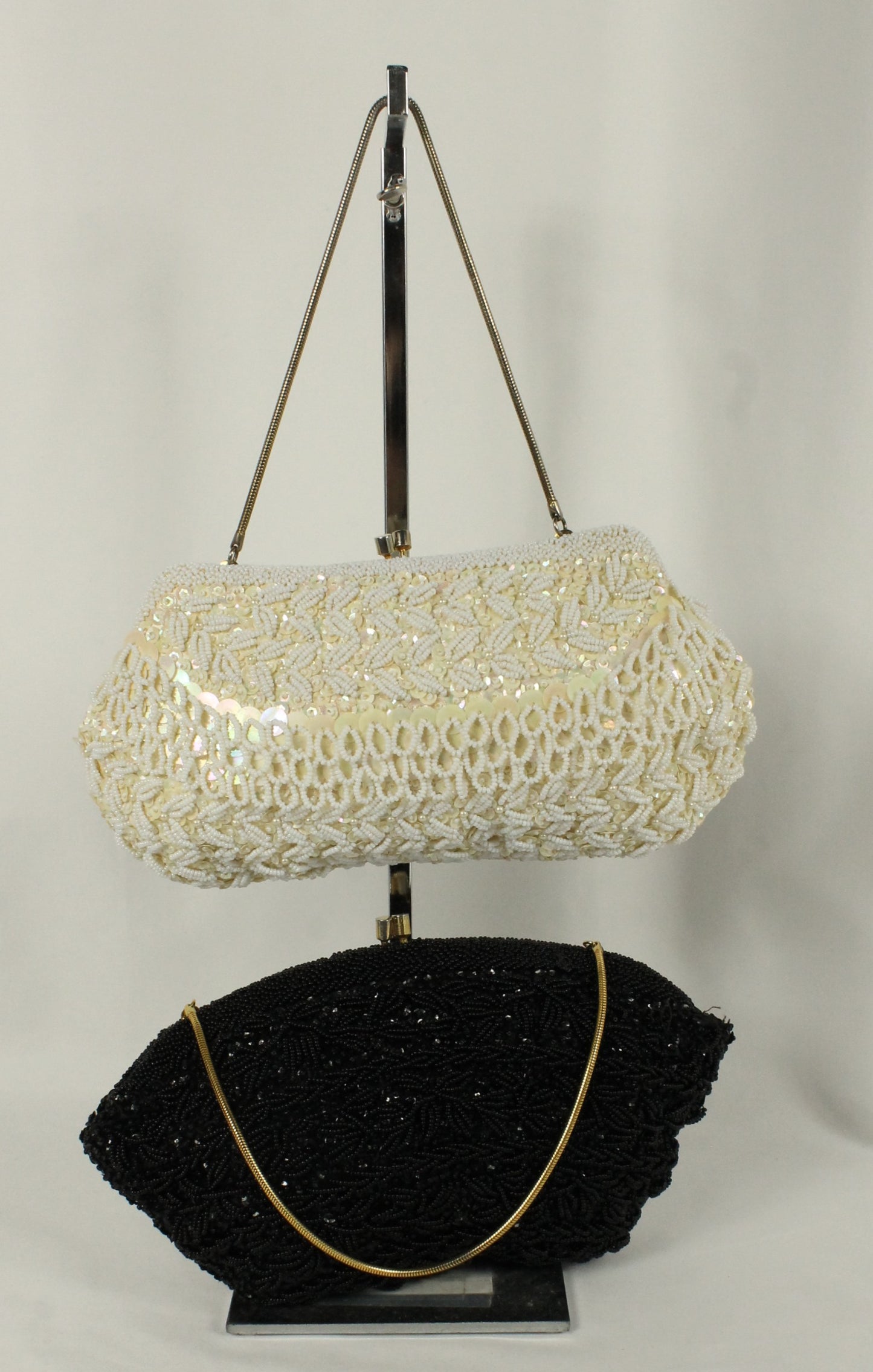 Vintage Simpson's Hand-Beaded Clutch Set: Black & White Evening Bags