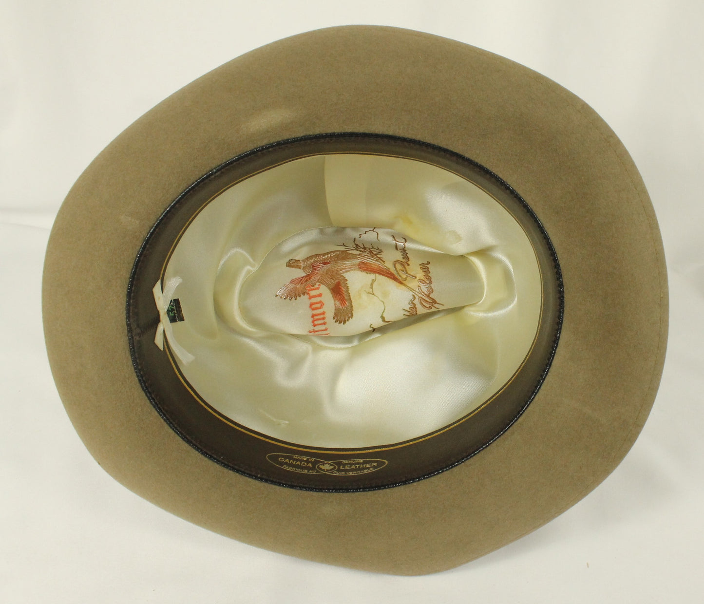Khaki Felt Alpine/Tyrolean Hat by Biltmore - Braided Band & Golden Pheasant Lining
