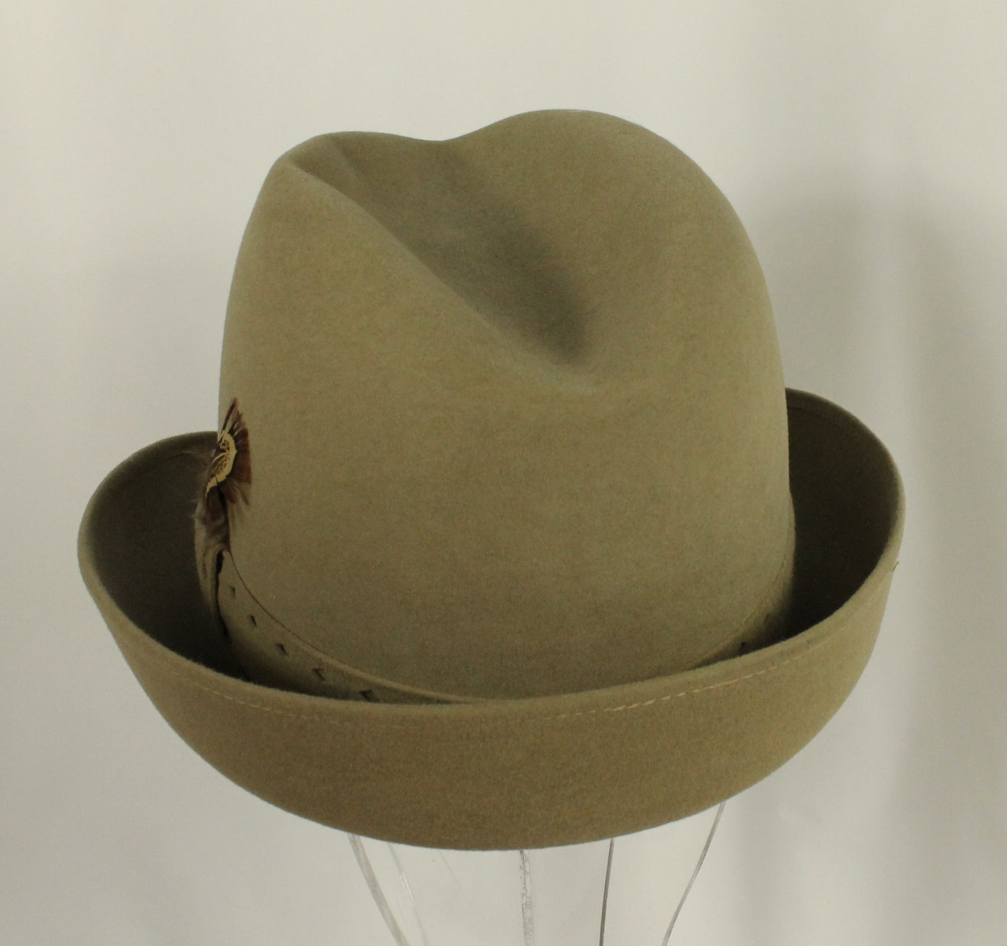 Stylish Biltmore Imperial "Tyrolean" Style Felt Hat with Feather Accent - Size 7 3/8